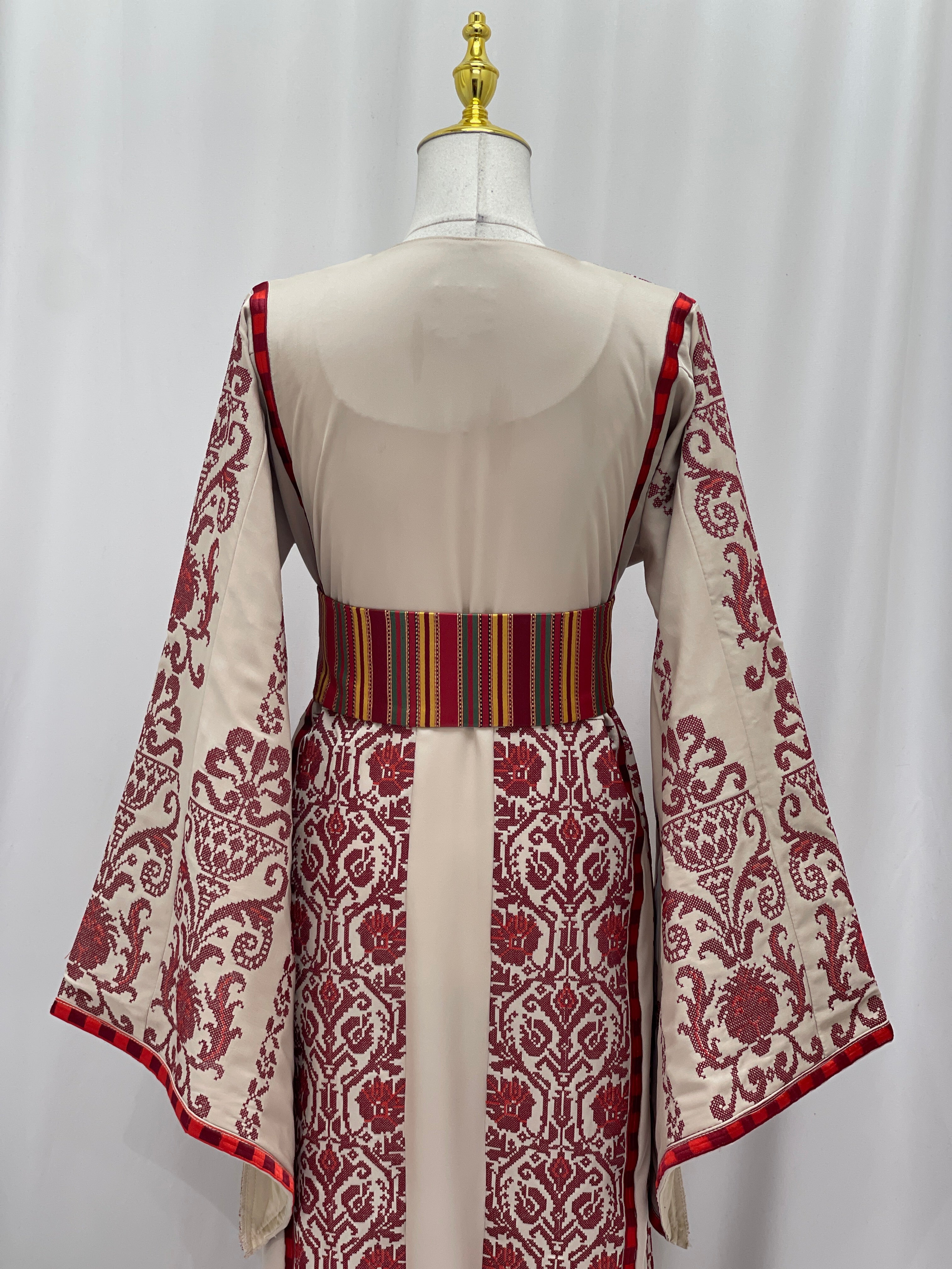 Traditional Palestinian Embroidered Thobe – with Saiah Belt