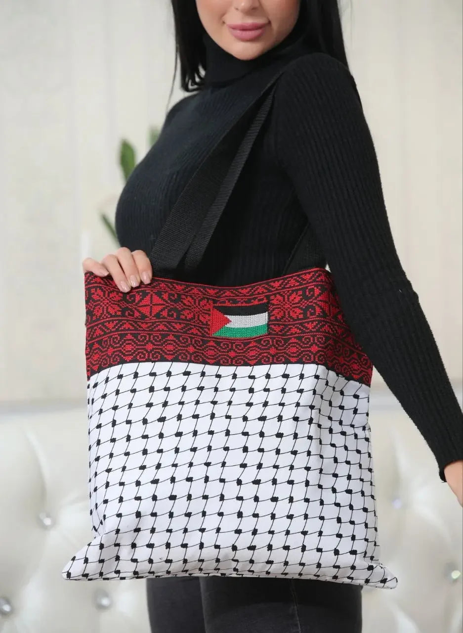 Embroidered Kuffiyeh Tote Bag – Stylish and Durable Cultural Accessory Palestinian Elegance