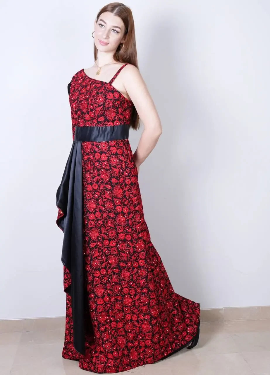 Full Embroidered Loom Modern Dress: Elegance and Modern Design Palestinian Elegance