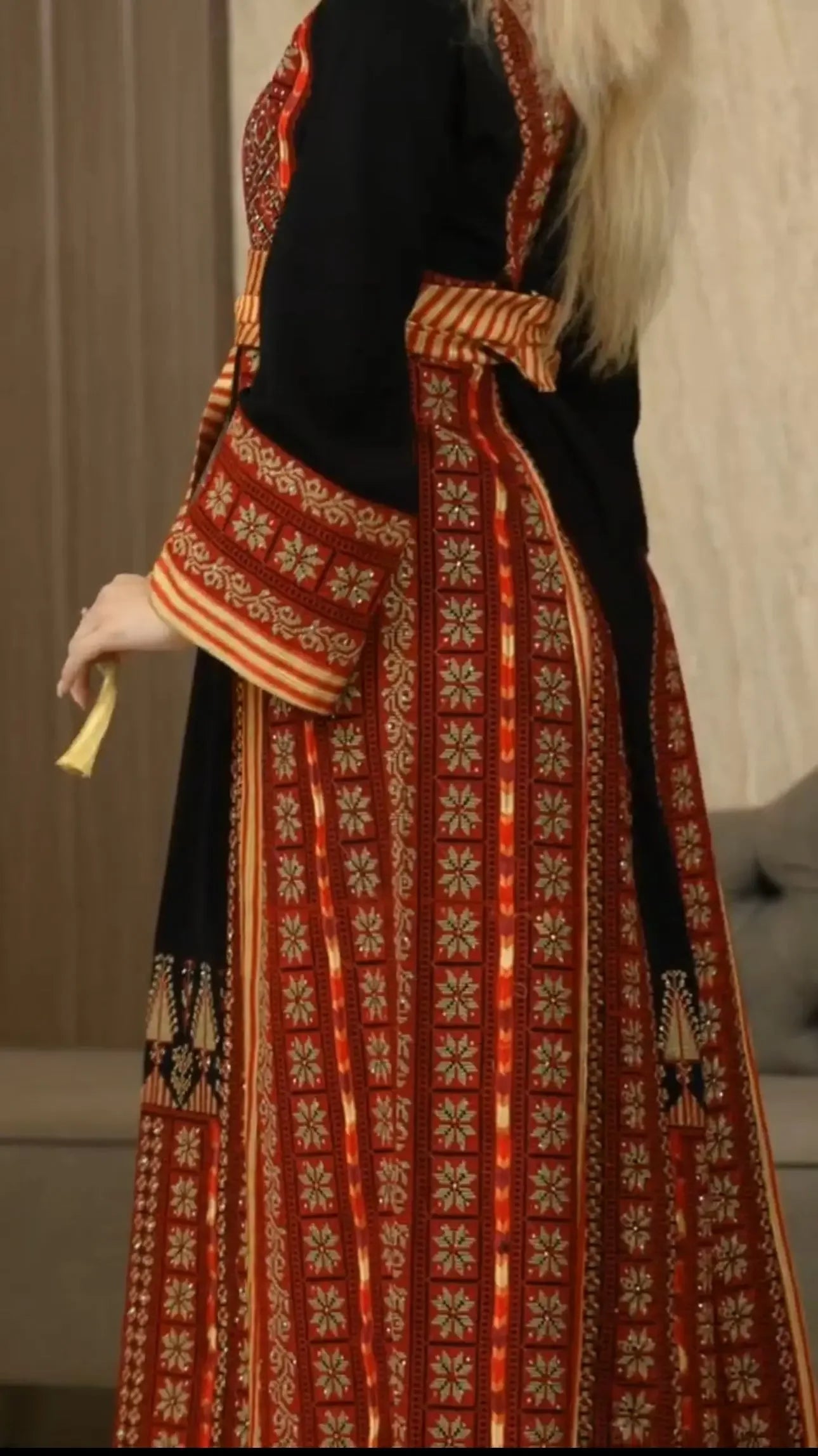 Elegance and Grace: Full Embroidered Thoub with Saya Palestinian Elegance
