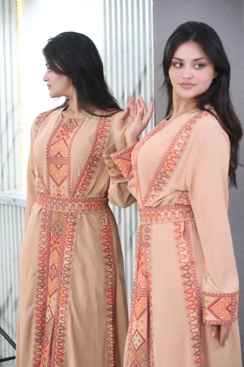 Simple Embroidery 2Pc Abaya: Elegance and Versatility in Modest Fashion Palestinian Elegance