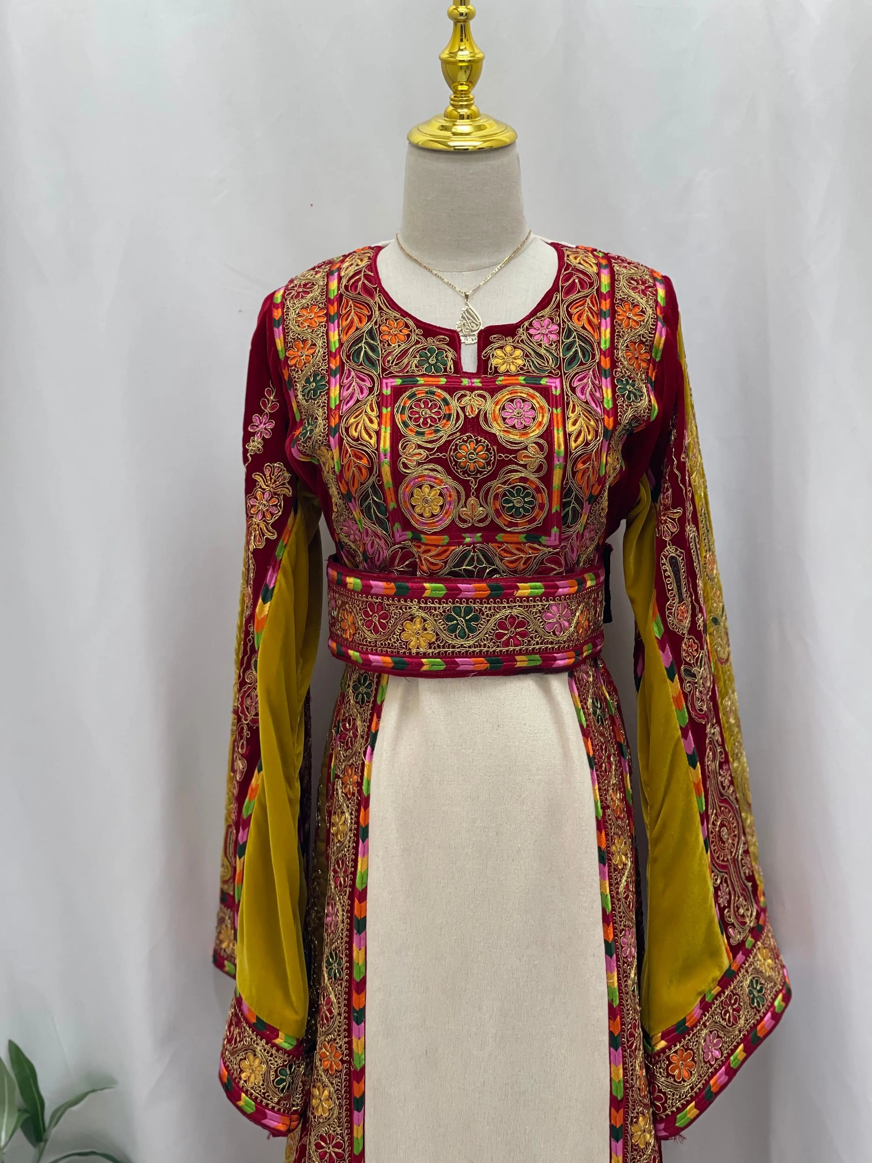 Jinan Embroidered Kasab Malaka - Velvet & Etamin Elegance Palestinian Elegance