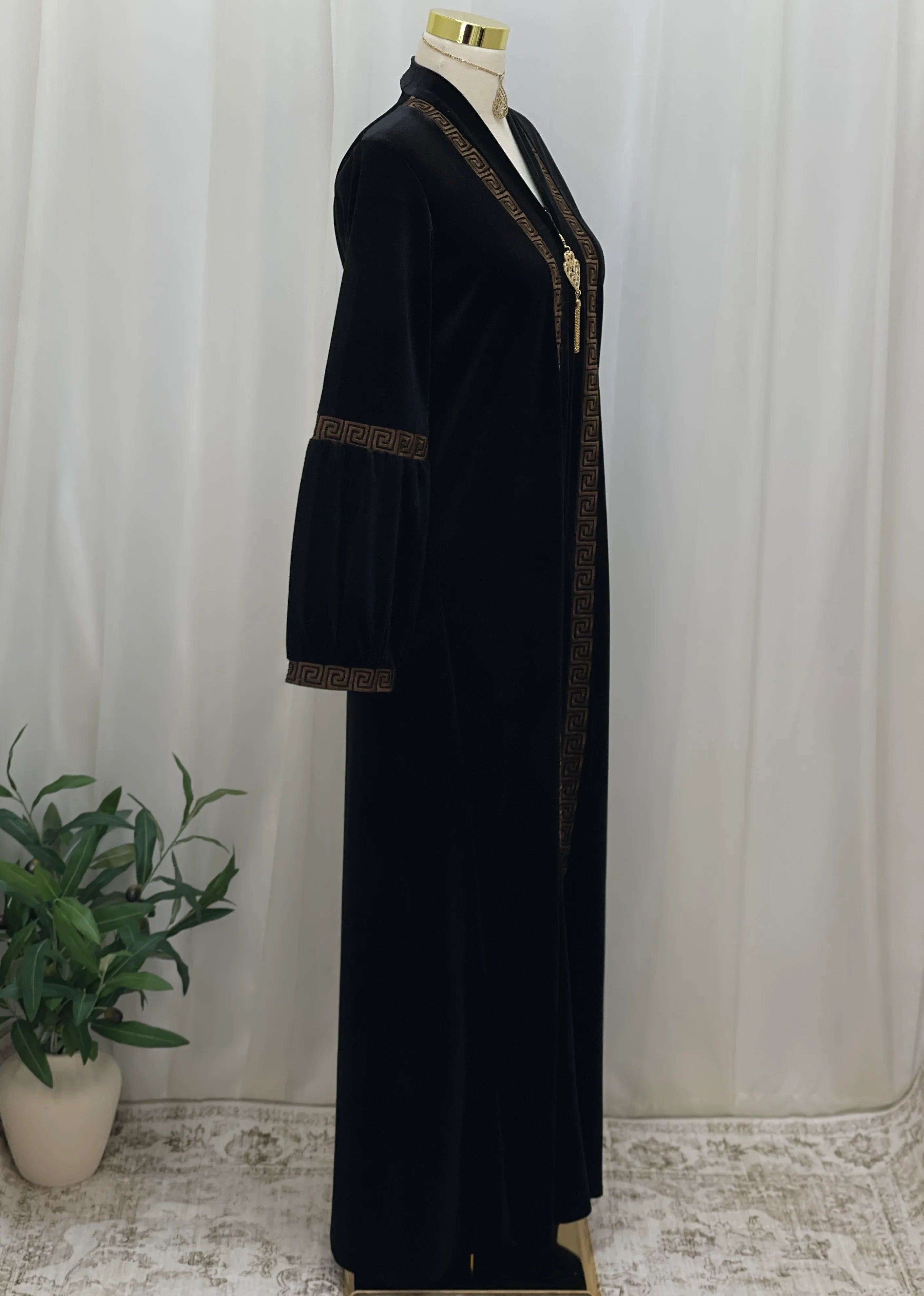 Aurelia Velvet Abaya-is a refined statement piece crafted from soft