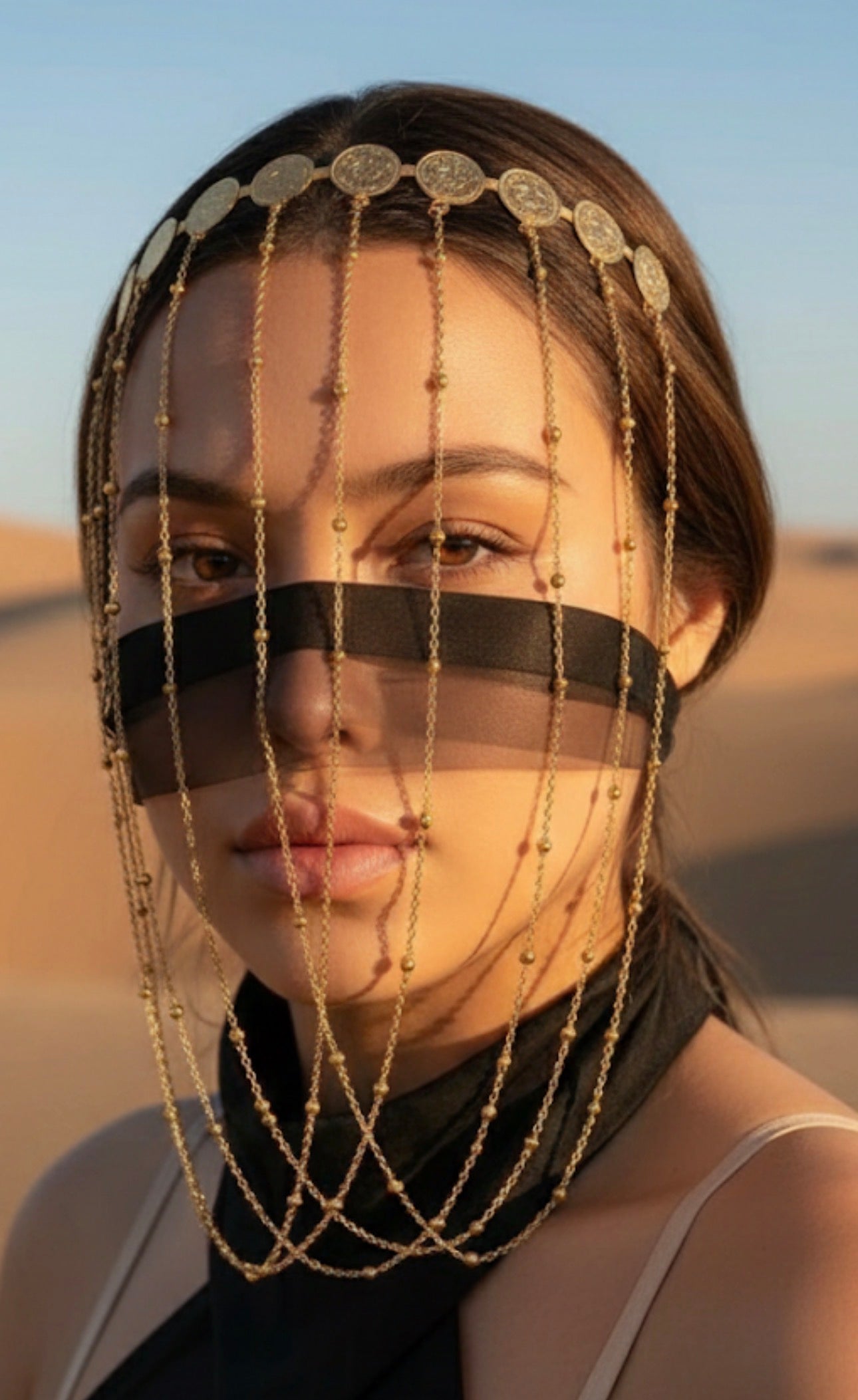 Desert Queen Coin Veil Headpiece - Palestinian Elegance