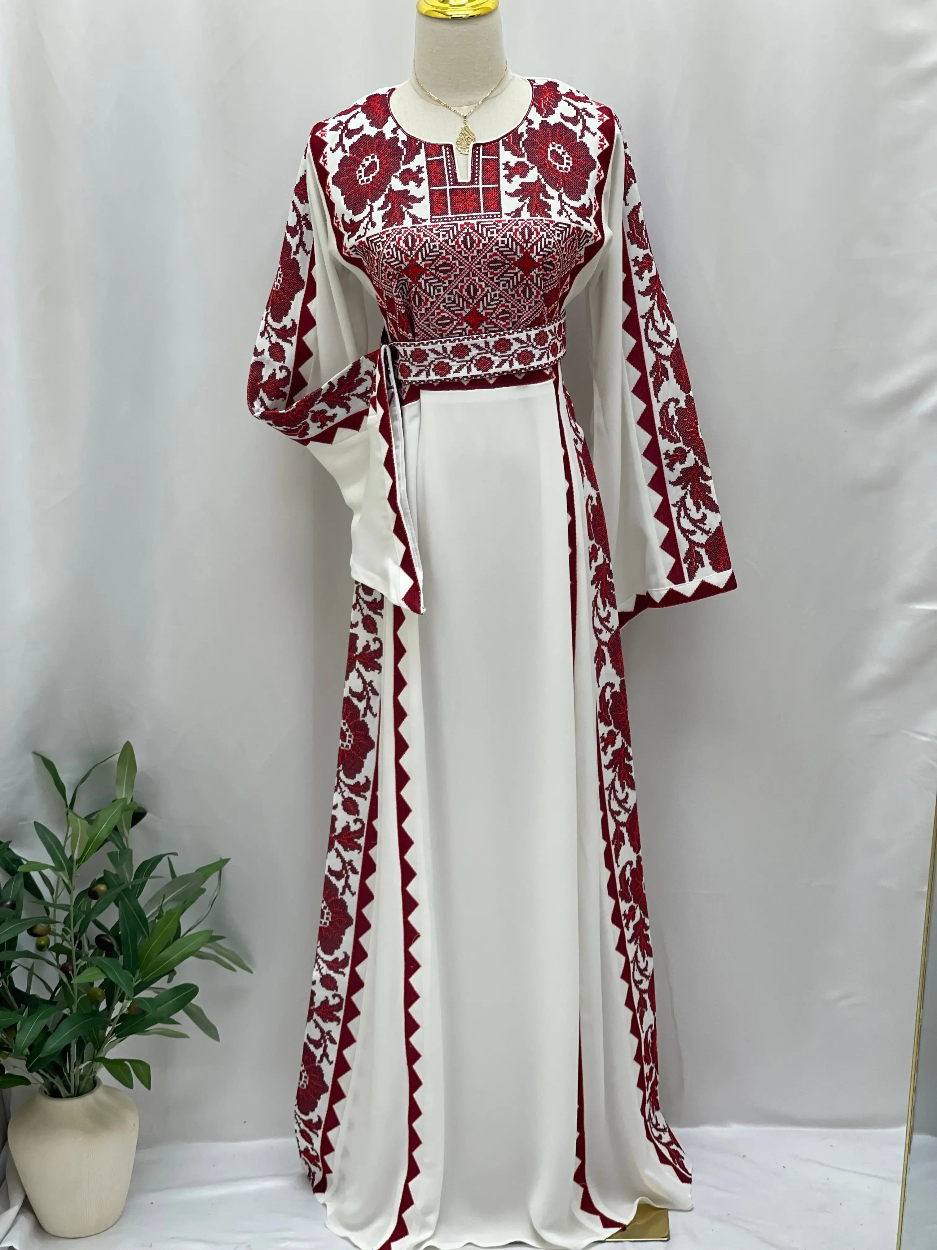 Embroidered Flowers Unique Thoub Palestinian Elegance