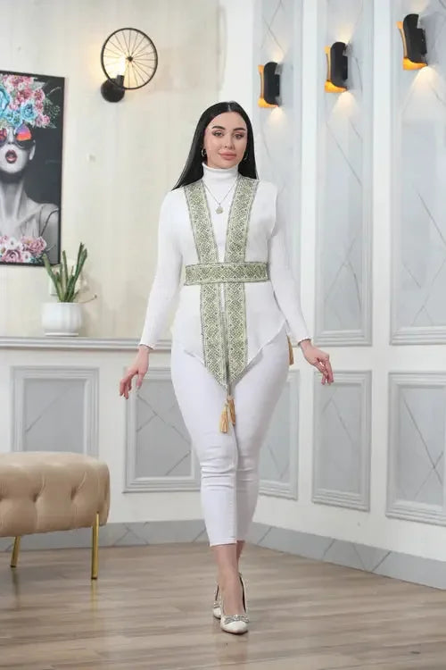 Fashion-Forward Elegance: Embroidered Vest with a Twist Palestinian Elegance