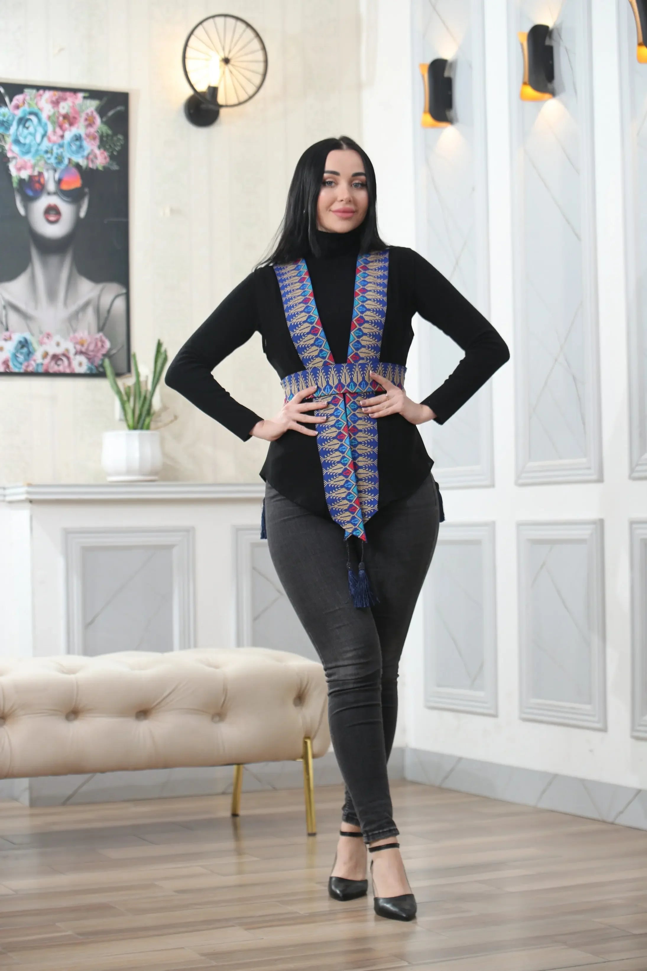 Chiffon Colorful Embroidered Vest - Vibrant & Stylish Layer Palestinian Elegance