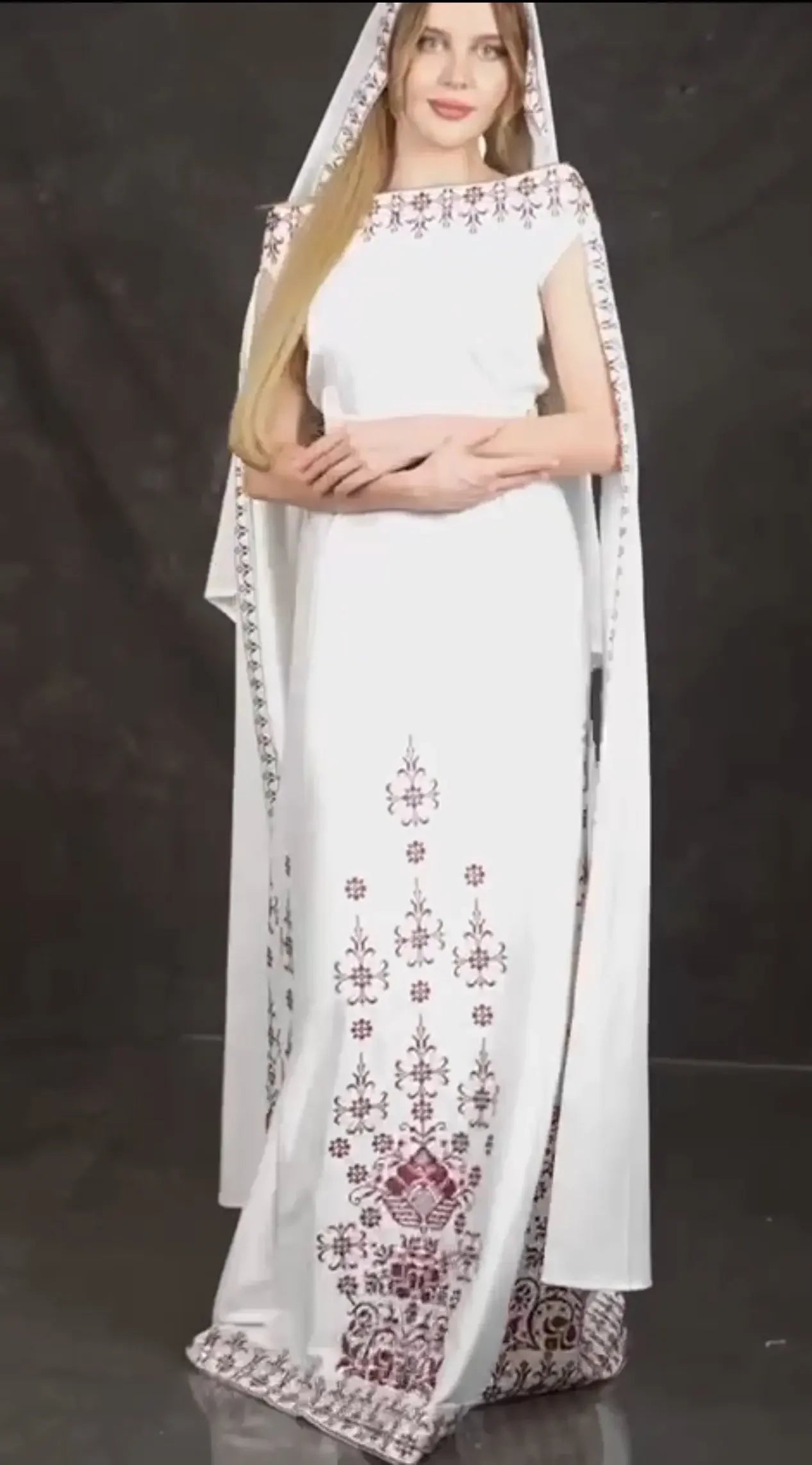 Modern Luxury: The Nada Embroidered Modern Thoub Palestinian Elegance