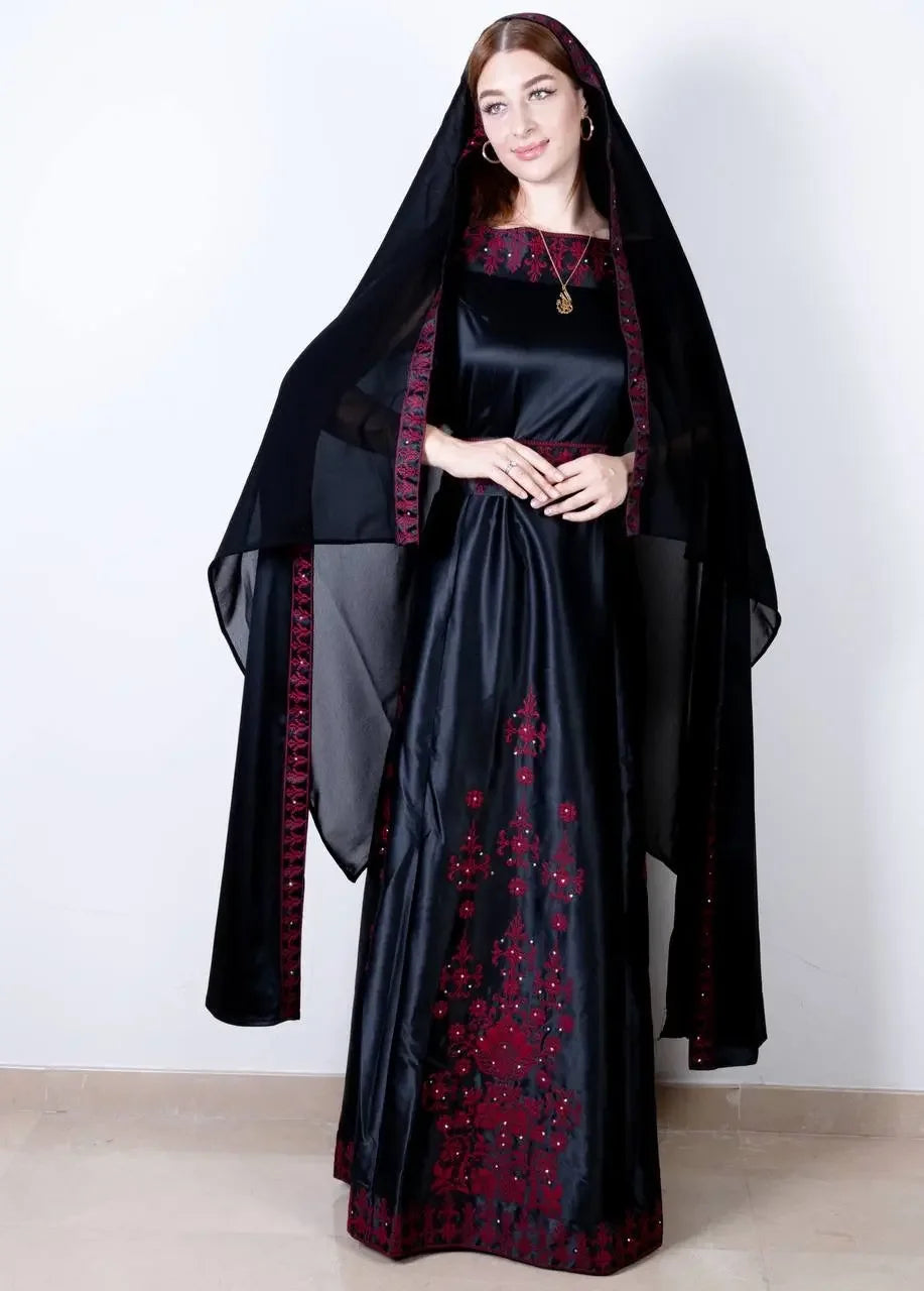 Modern Luxury: The Nada Embroidered Modern Thoub Palestinian Elegance