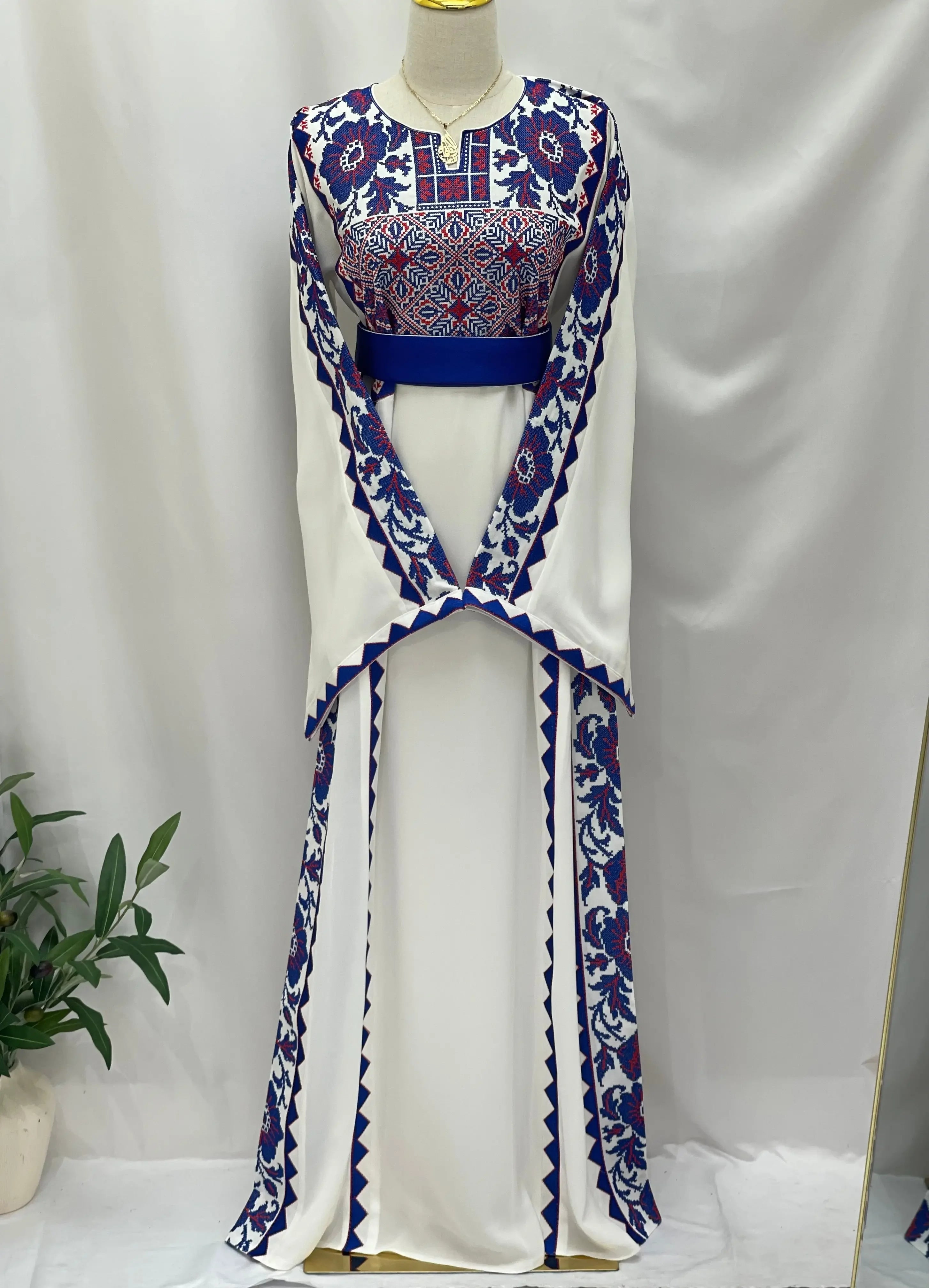 Embroidered Flowers Unique Thoub Palestinian Elegance