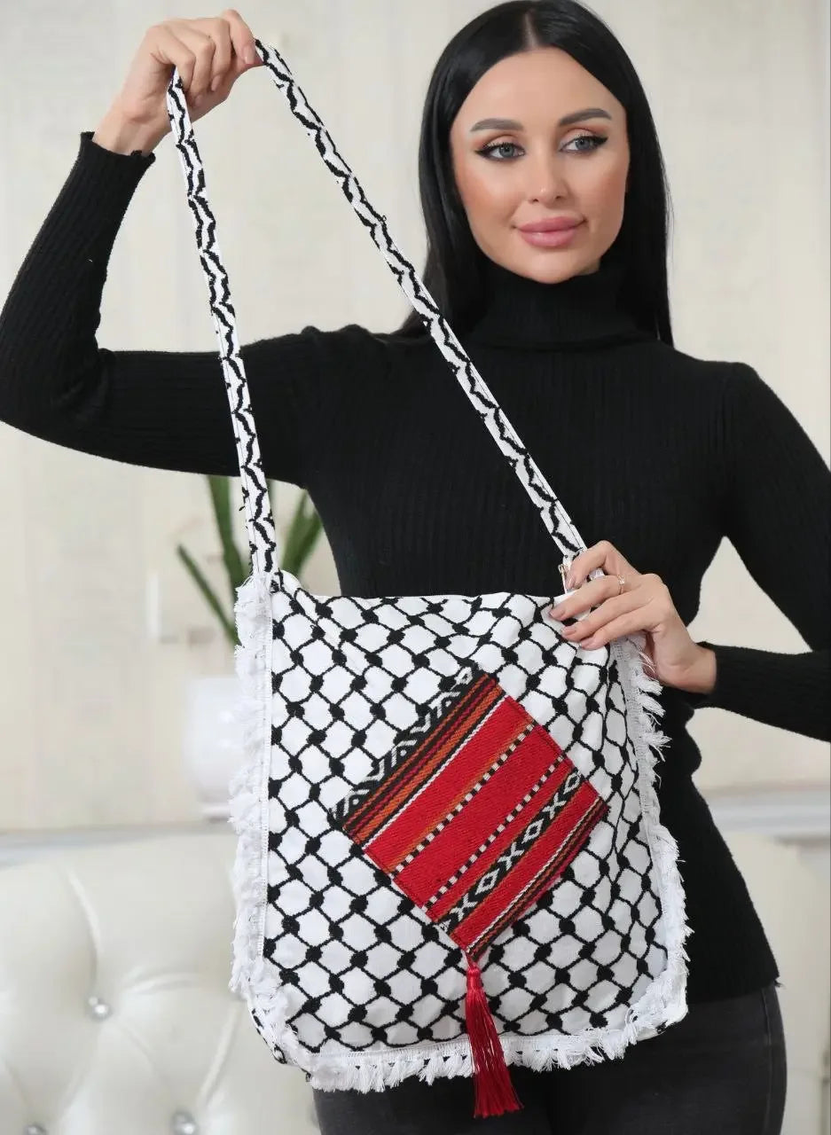Hand-Made Kuffiyeh Bag – Stylish and Durable Everyday Accessory Palestinian Elegance