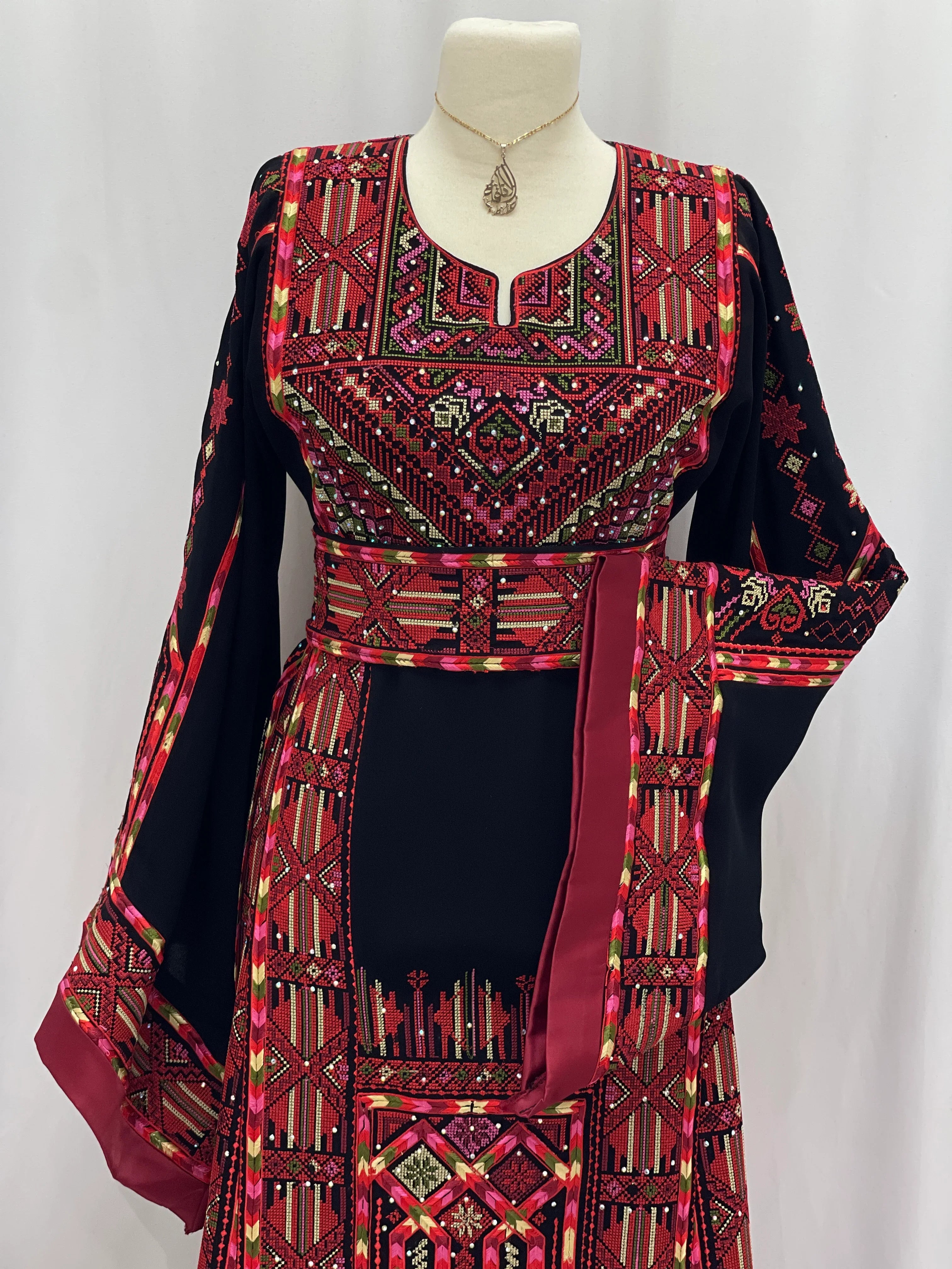 Layali Embroidered Palestinian Thobe – With Two Matching Belts” - Palestinian Elegance