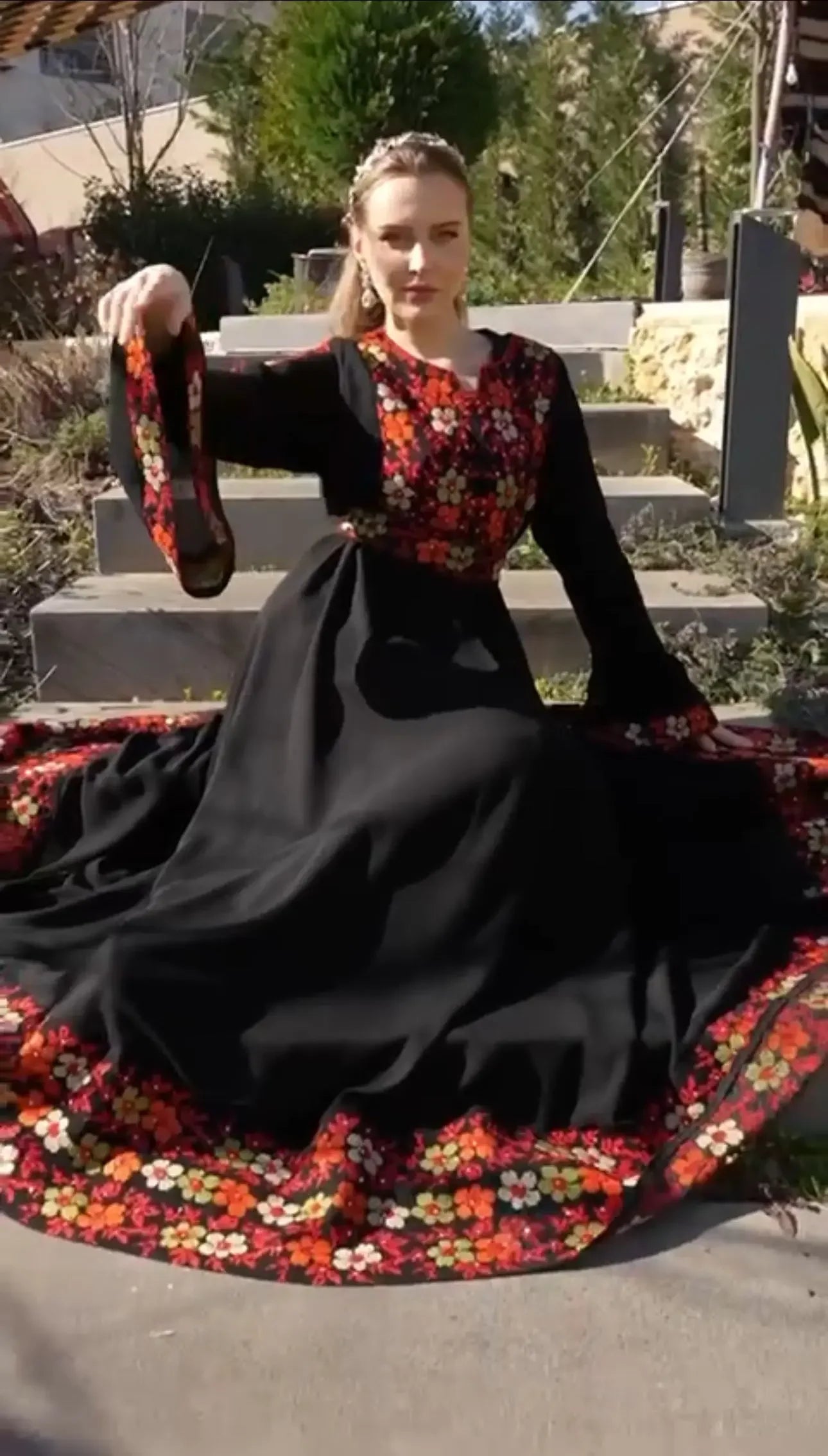 Elena Embroidery Wide Sleeves Dress: Feminine Grace and Effortless Style Palestinian Elegance