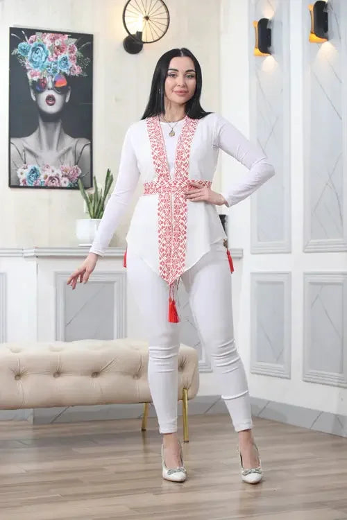 Sophisticated Movement: Vest with Tassel Accents Palestinian Elegance