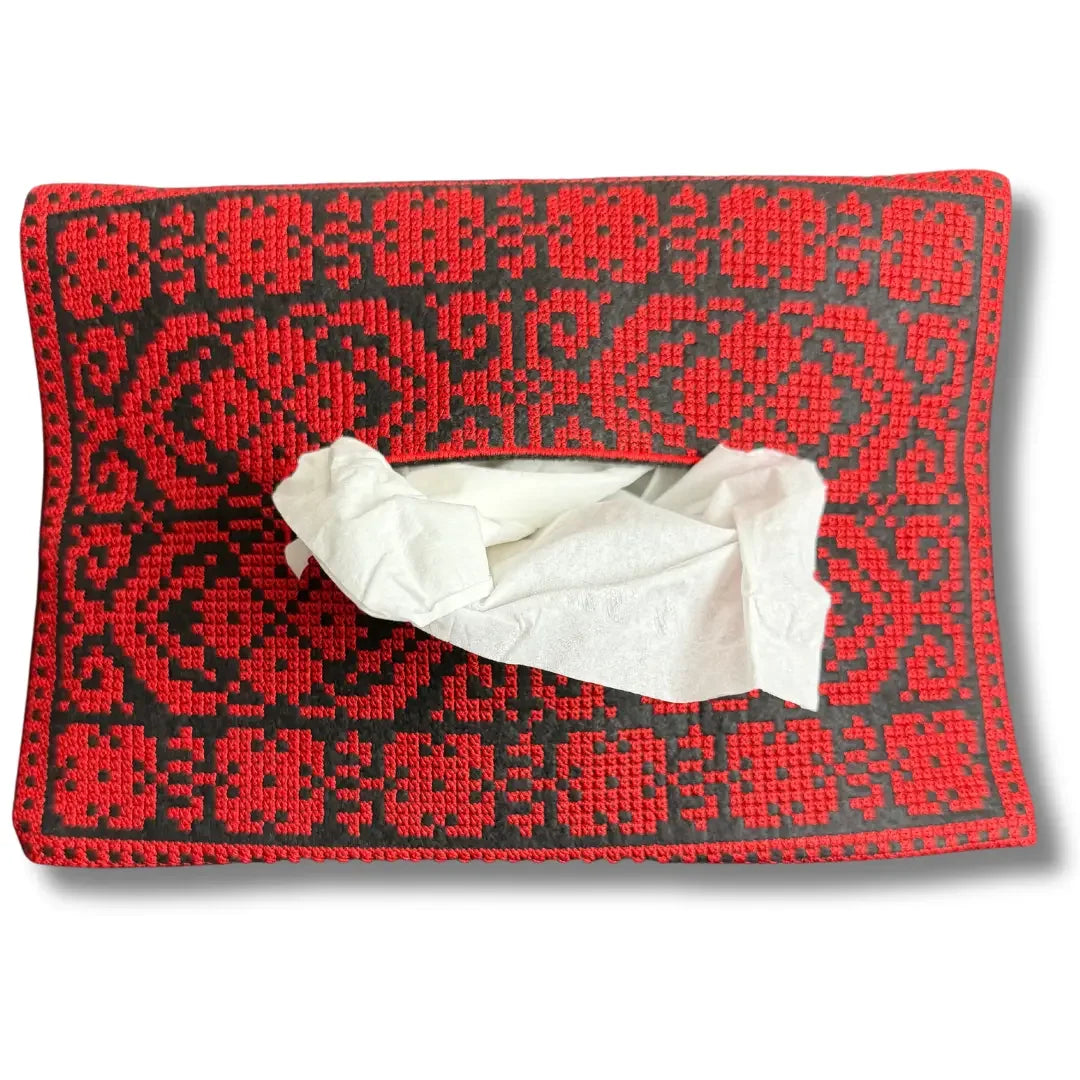 Tatreez Elegance Bundle: Black Hoodie & Tissue Box Palestinian Elegance