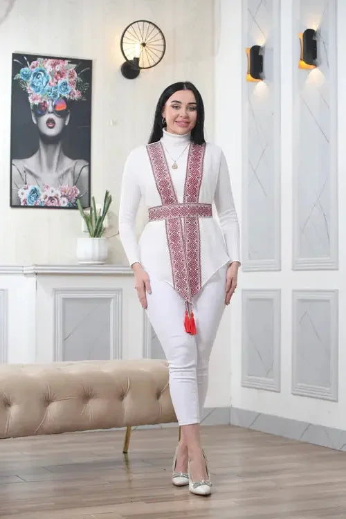 Fashion-Forward Elegance: Embroidered Vest with a Twist Palestinian Elegance