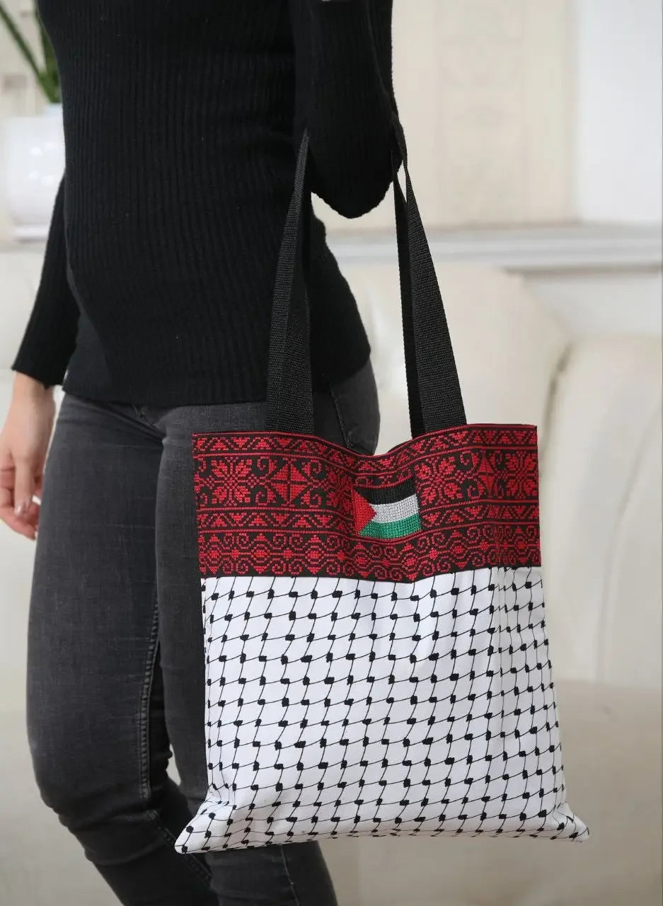 Embroidered Kuffiyeh Tote Bag – Stylish and Durable Cultural Accessory Palestinian Elegance