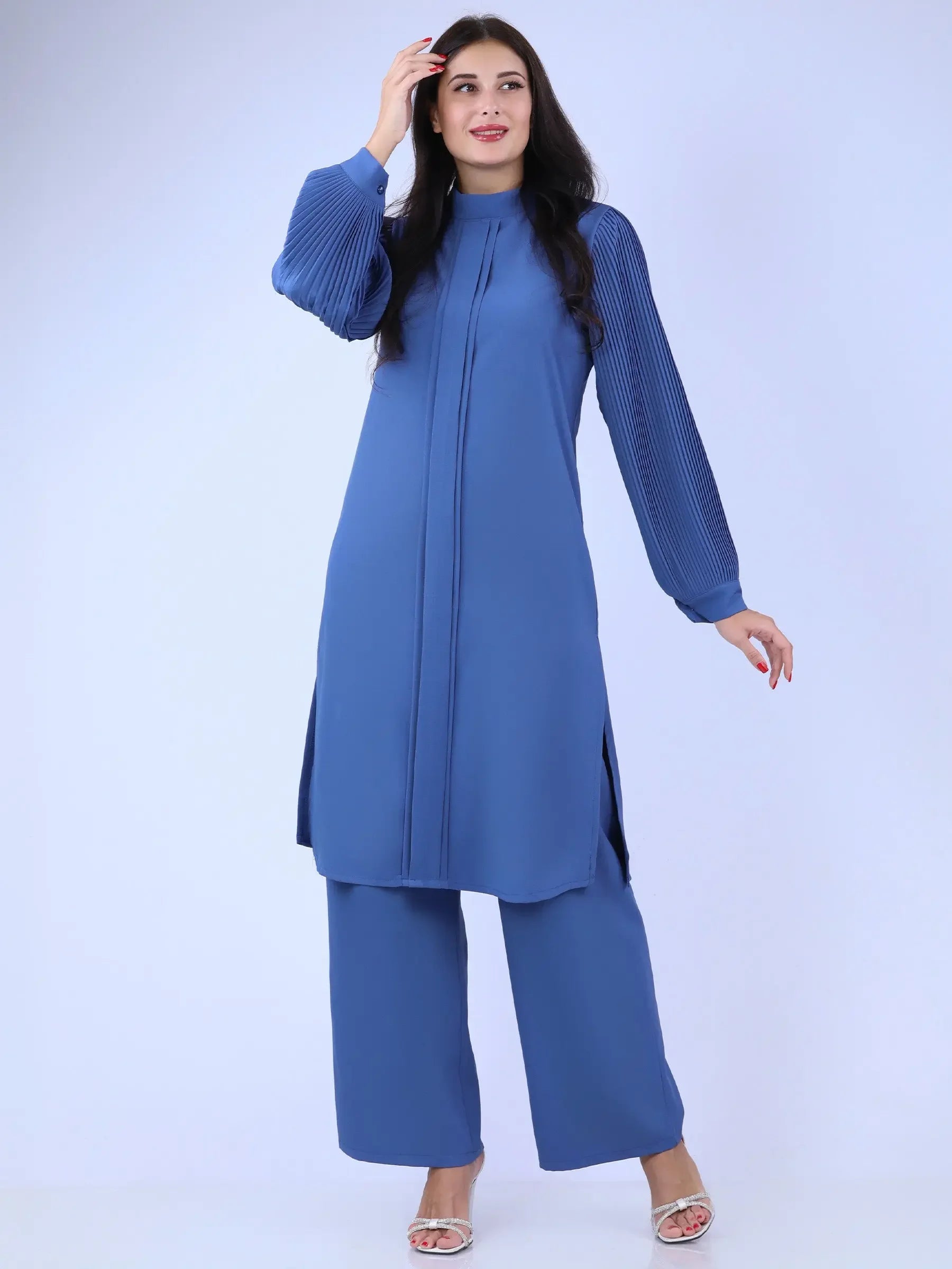 Unique Drop Shirt & Wide Leg Pant Set: Stylish Comfort and Sophistication Palestinian Elegance