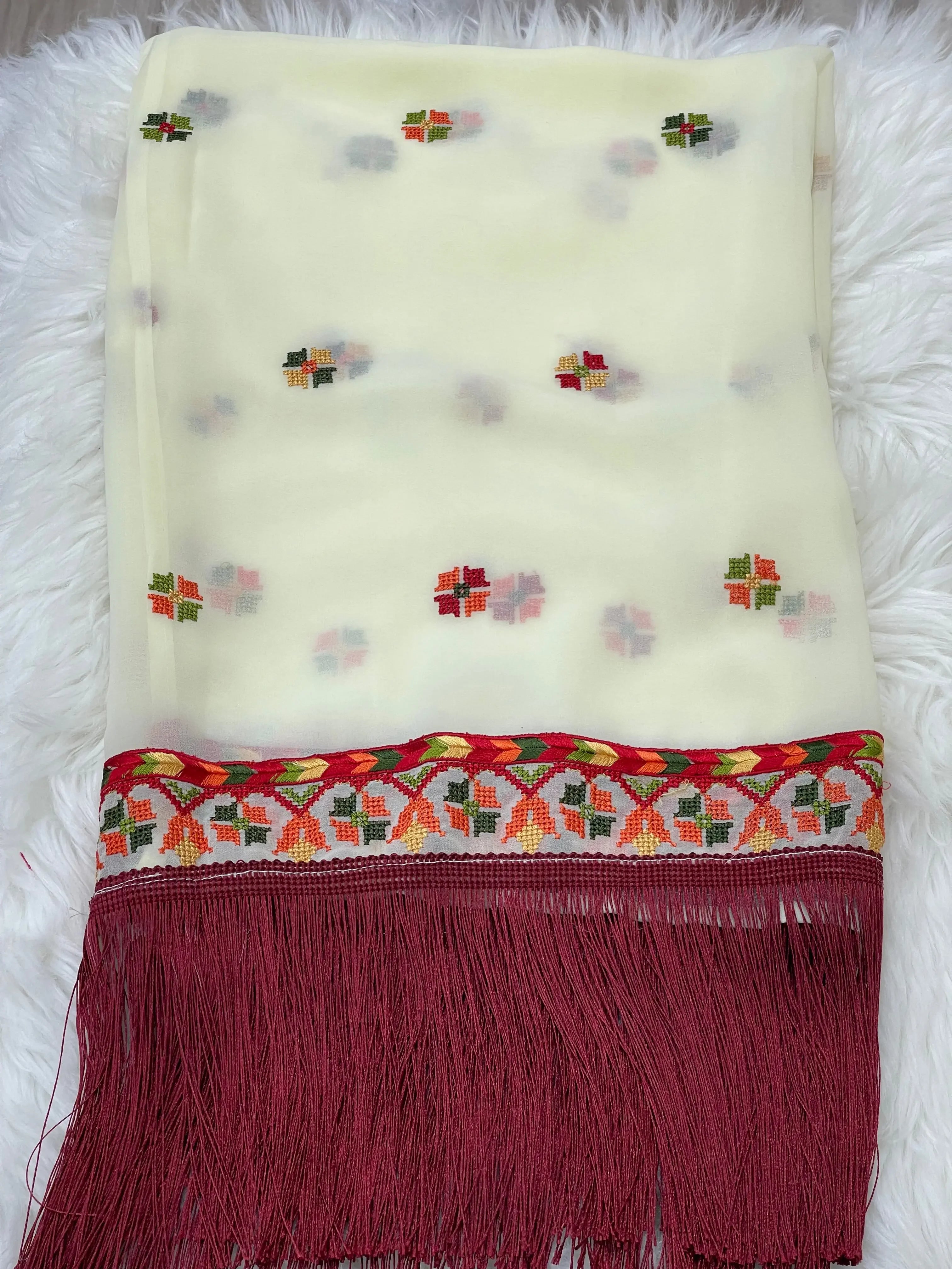 Embroidery Khirka with Tassel: Elegant Design and Versatile Style Palestinian Elegance