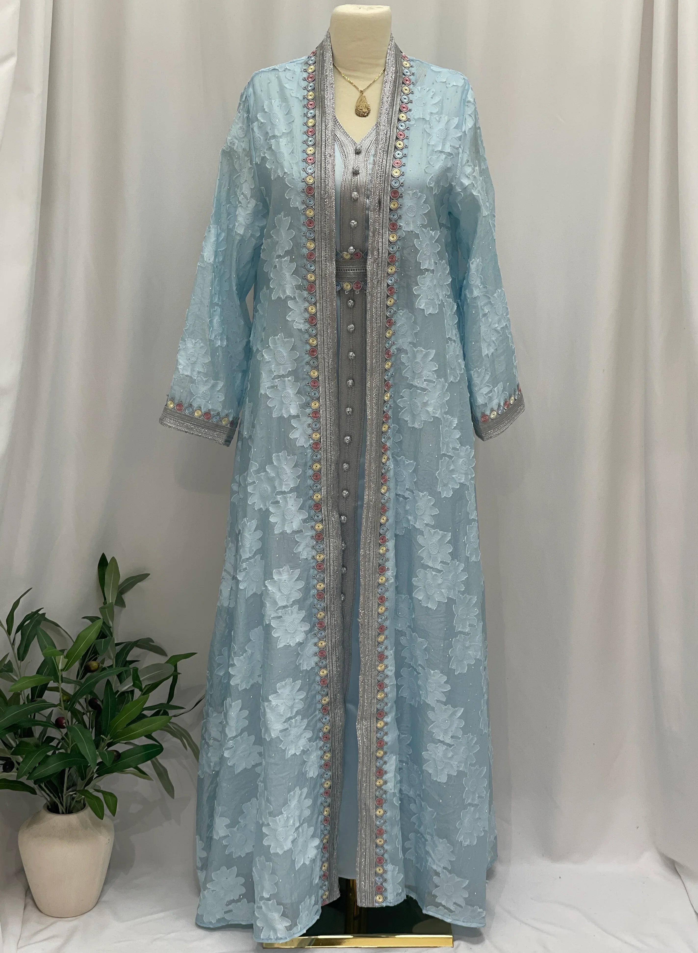 Sky Bloom Abaya
