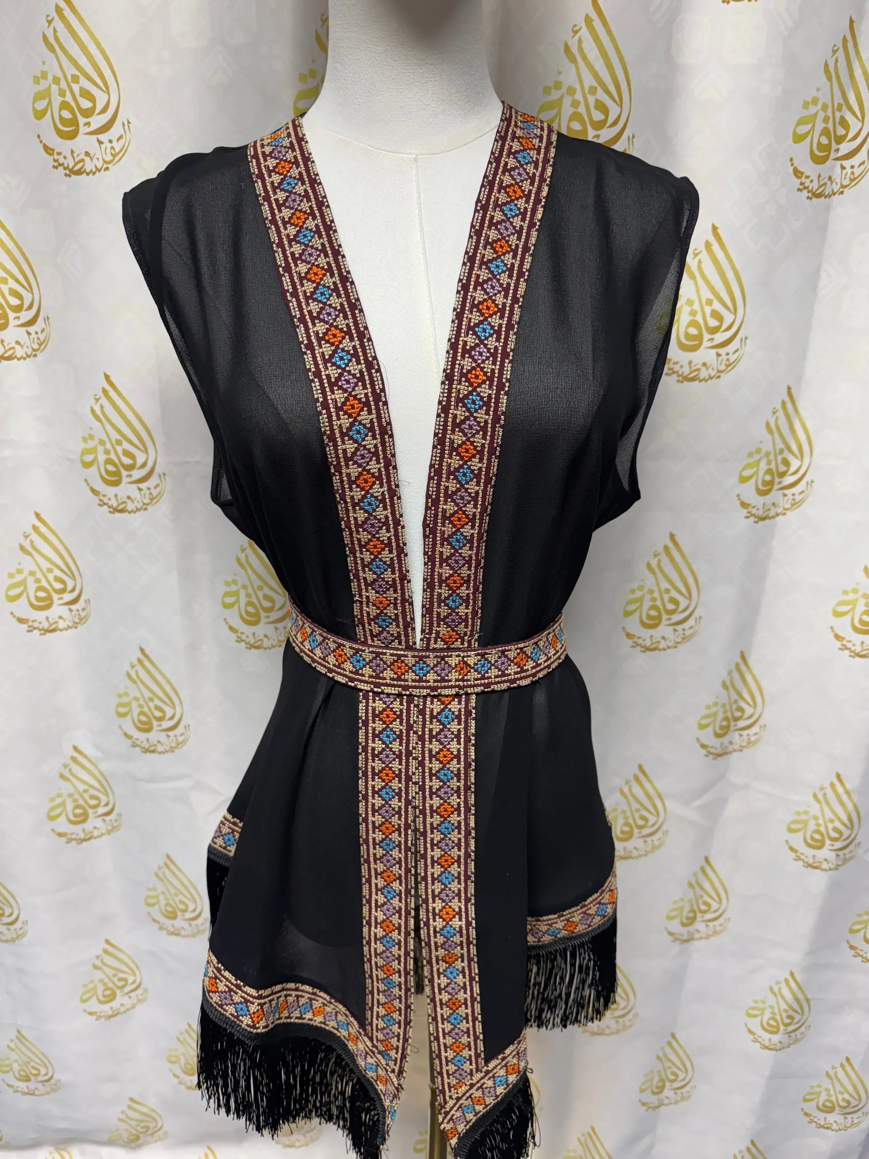Embroidered Chiffon Vest Palestinian Elegance