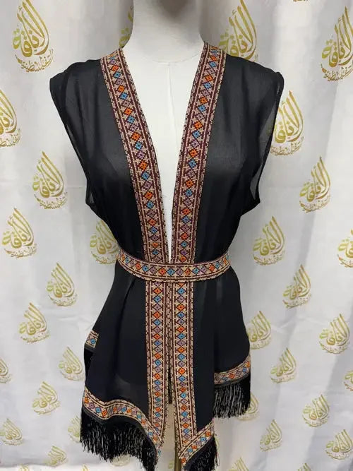 Ethereal Beauty: Embroidered Chiffon Vest for Every Occasion Palestinian Elegance