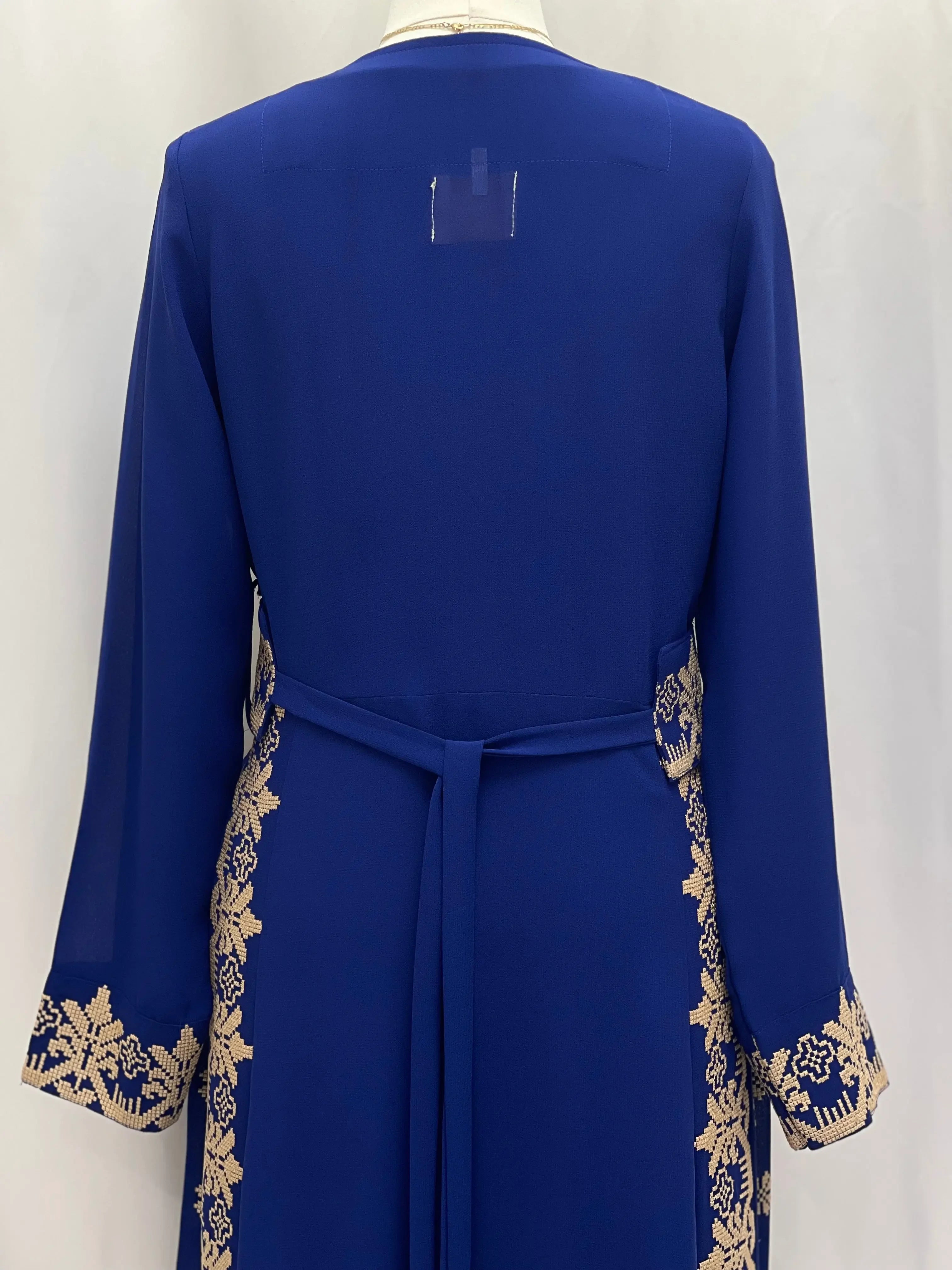 Timeless Elegance: Royal Blue Embroidered Dress Palestinian Elegance