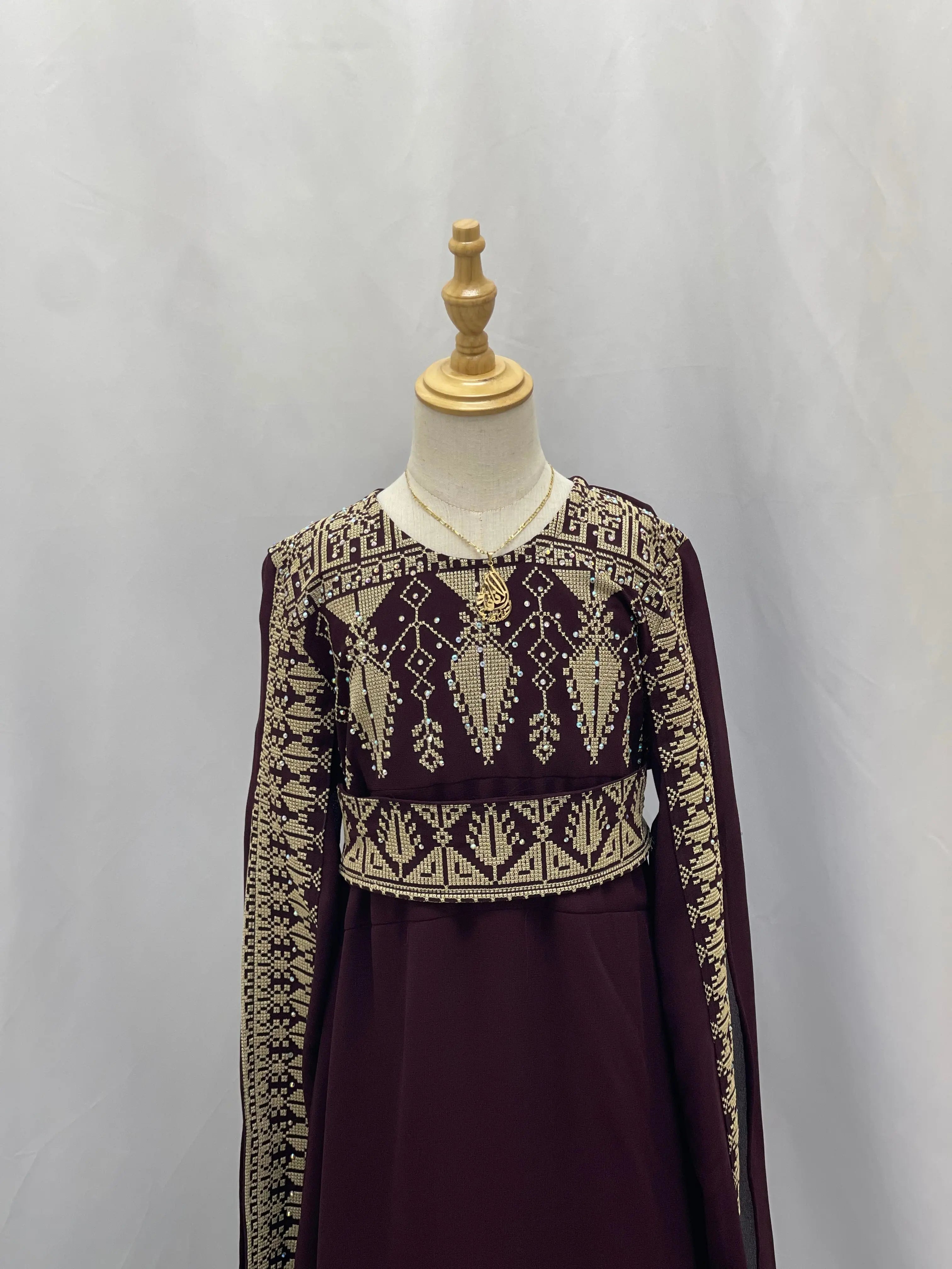Embroidered Princess Jasmin Dress Palestinian Elegance