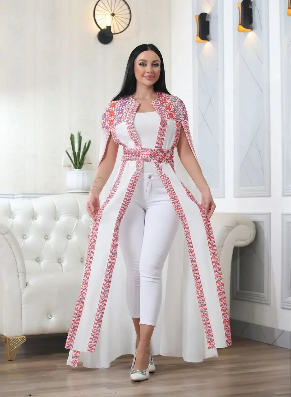 Multi-Color Embroidered Star Bisht – Elegant and Stylish Wardrobe Essential Palestinian Elegance