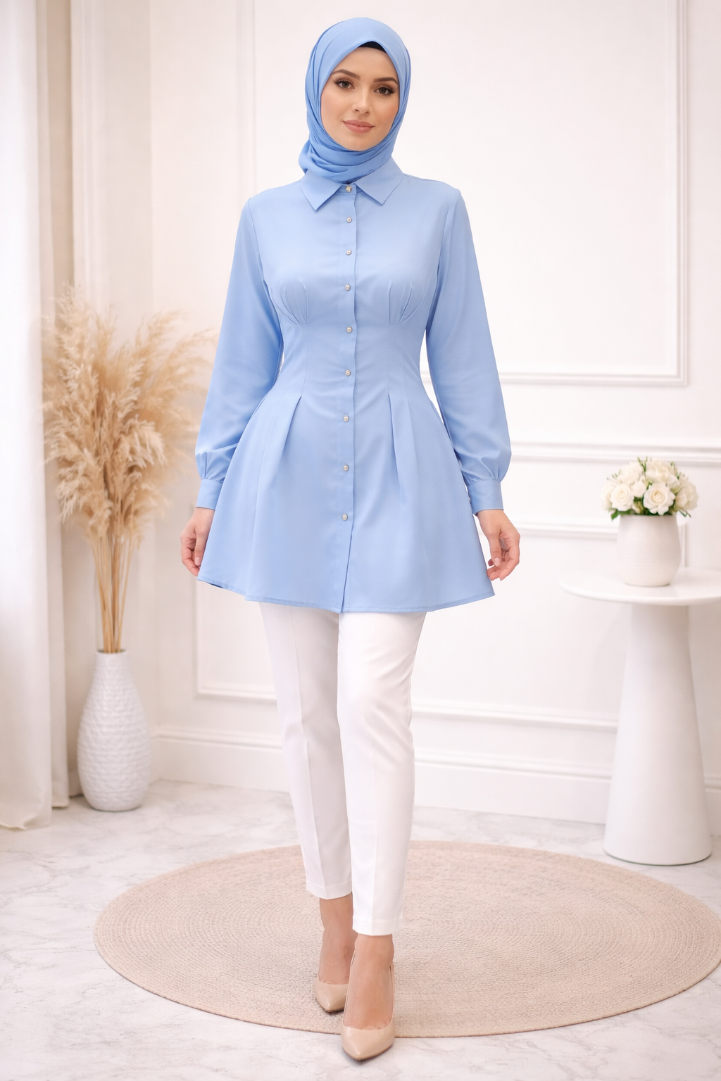 Opulence Pleated Shirt Dress