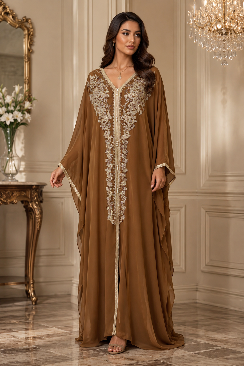Sultana Caramel Butterfly Caftan