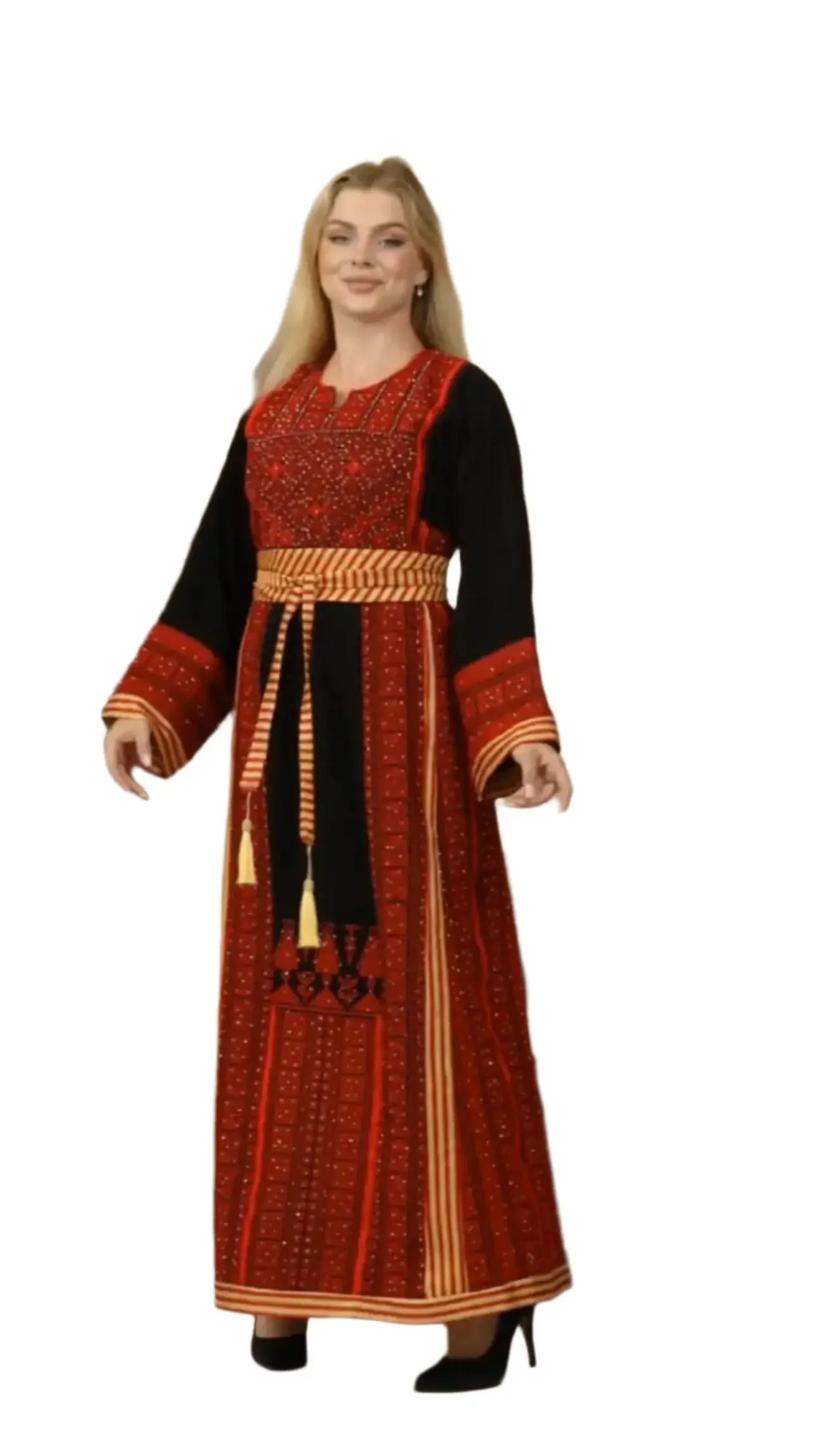 Elegance and Grace: Full Embroidered Thoub with Saya Palestinian Elegance