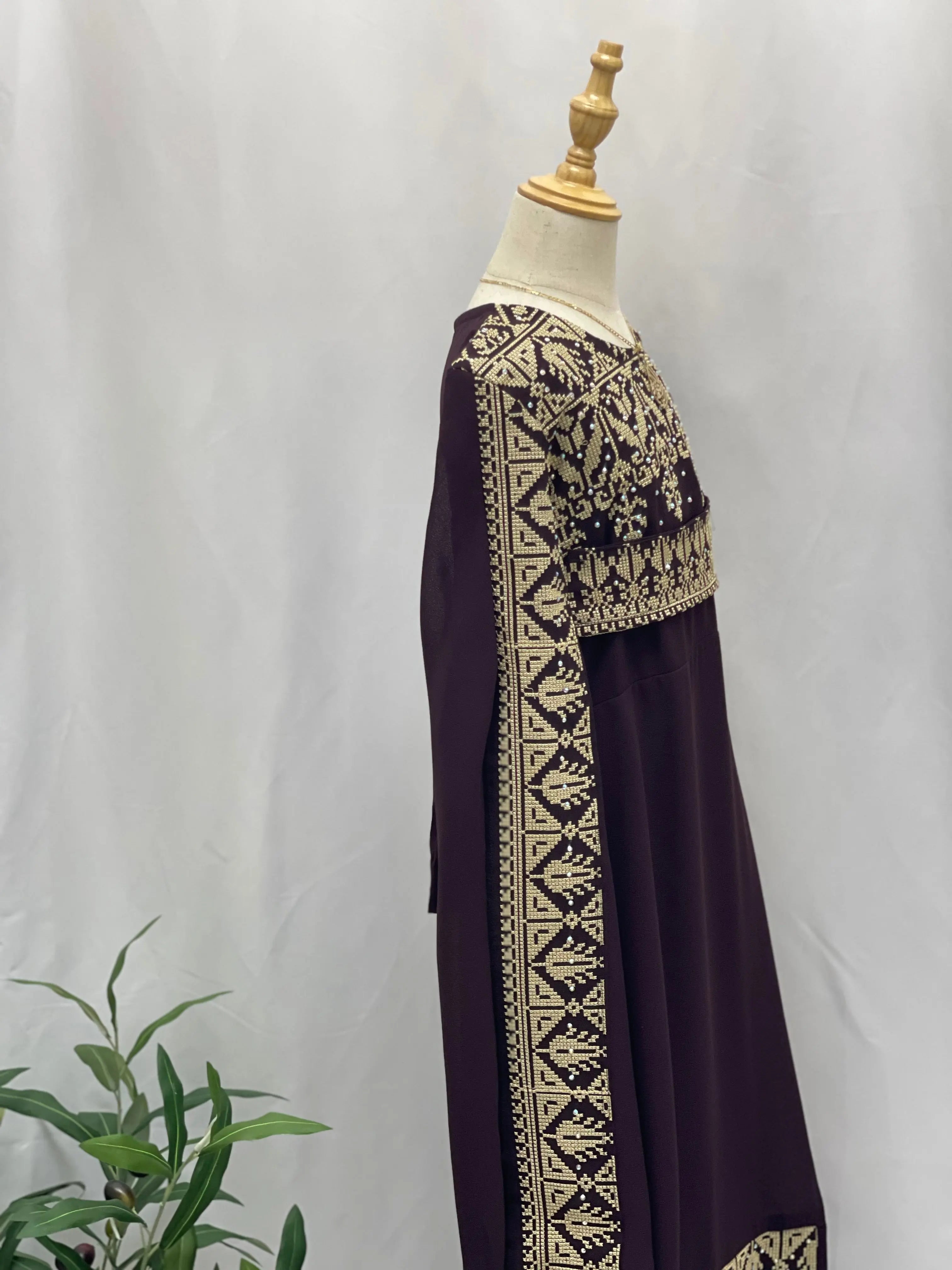 Embroidered Princess Jasmin Dress Palestinian Elegance