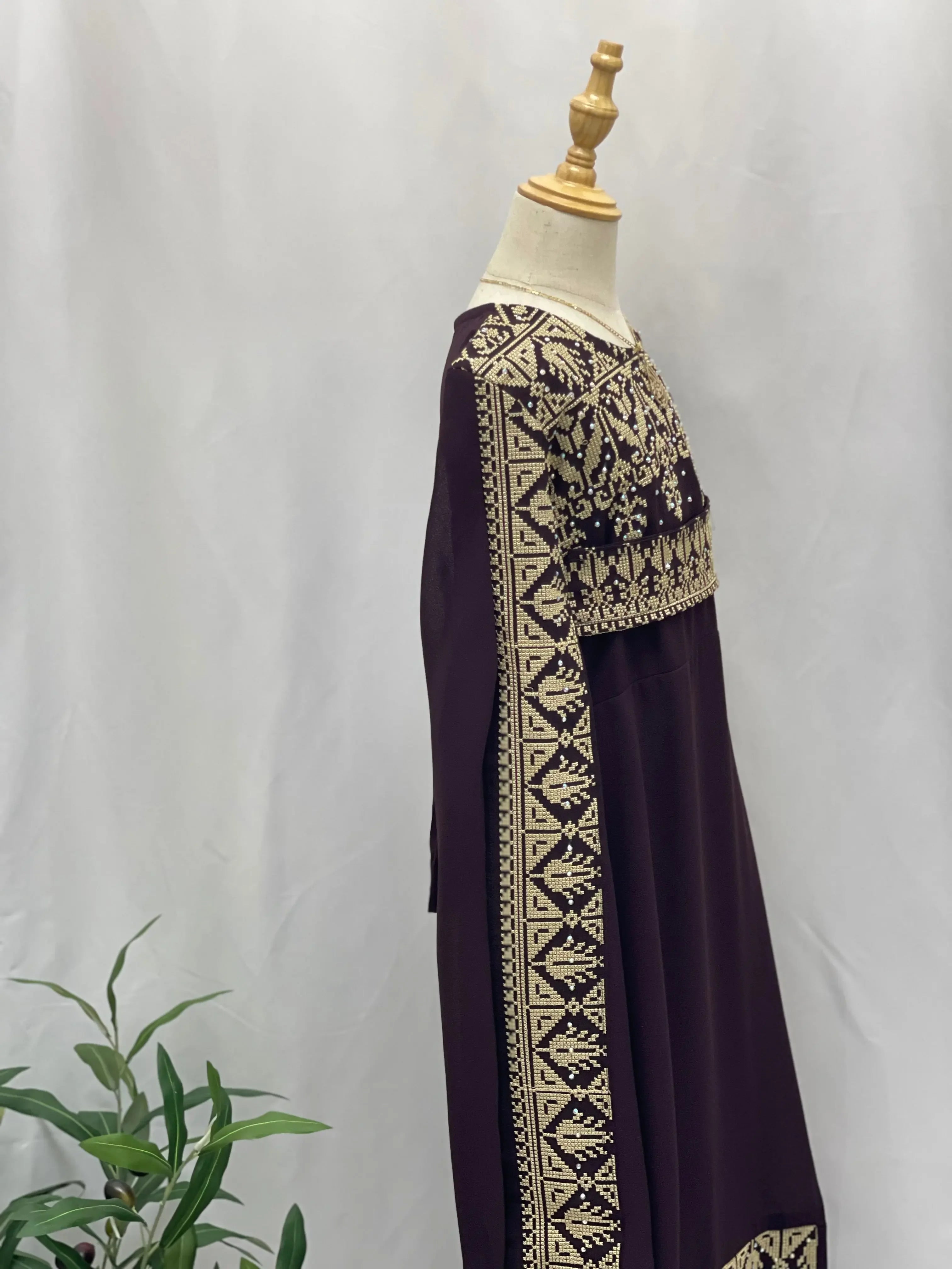 Embroidered Princess Jasmin Dress Palestinian Elegance