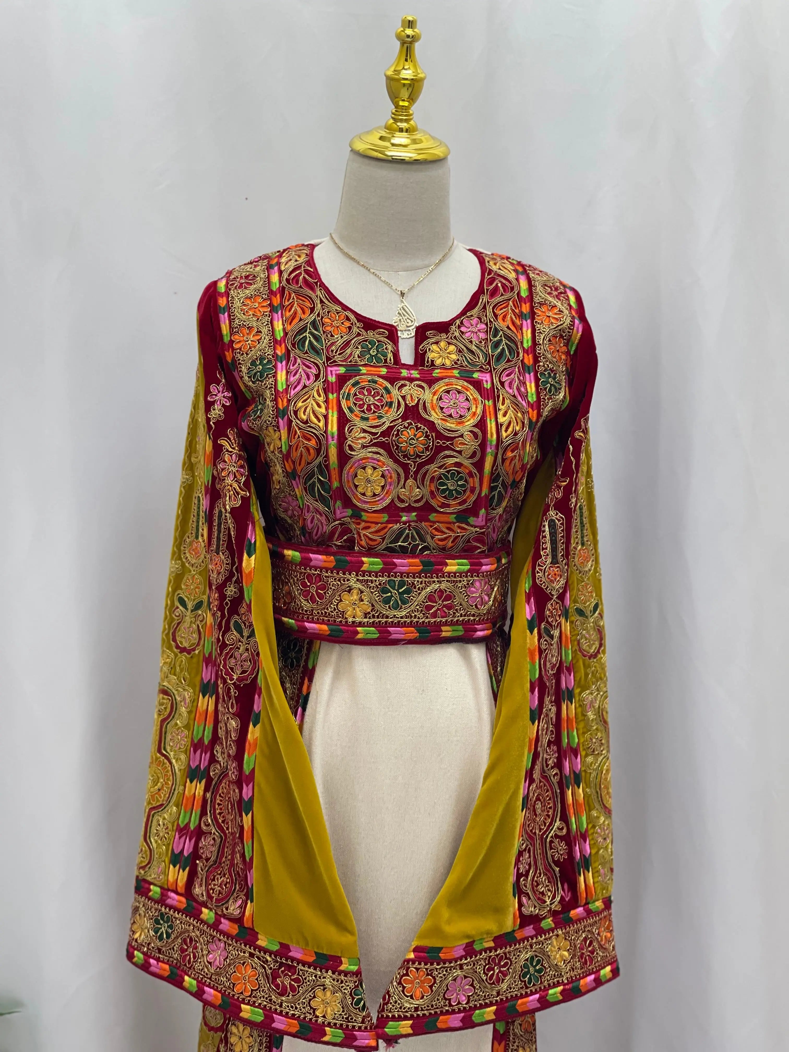 Jinan Embroidered Kasab Malaka - Velvet & Etamin Elegance Palestinian Elegance