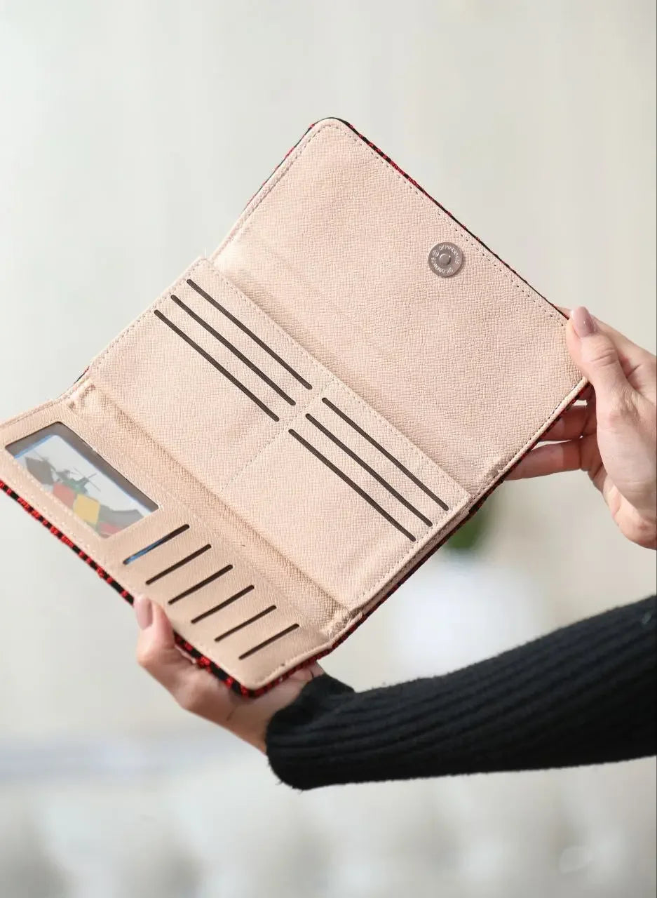 Sophisticated Large Embroidered Wallet - Durable & Spacious Design Palestinian Elegance