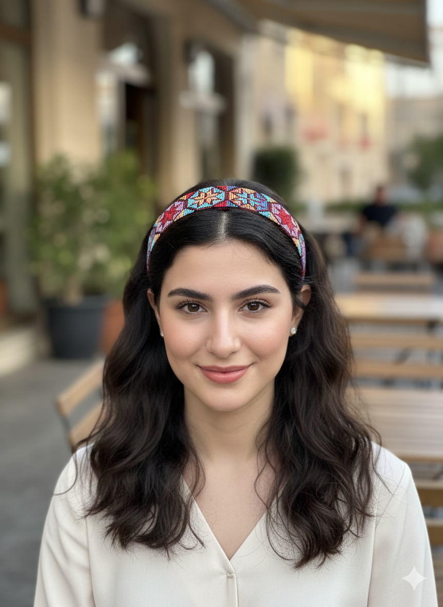 Palestinian Embroidered Headband-featuring classic geometric outfits special occasions.