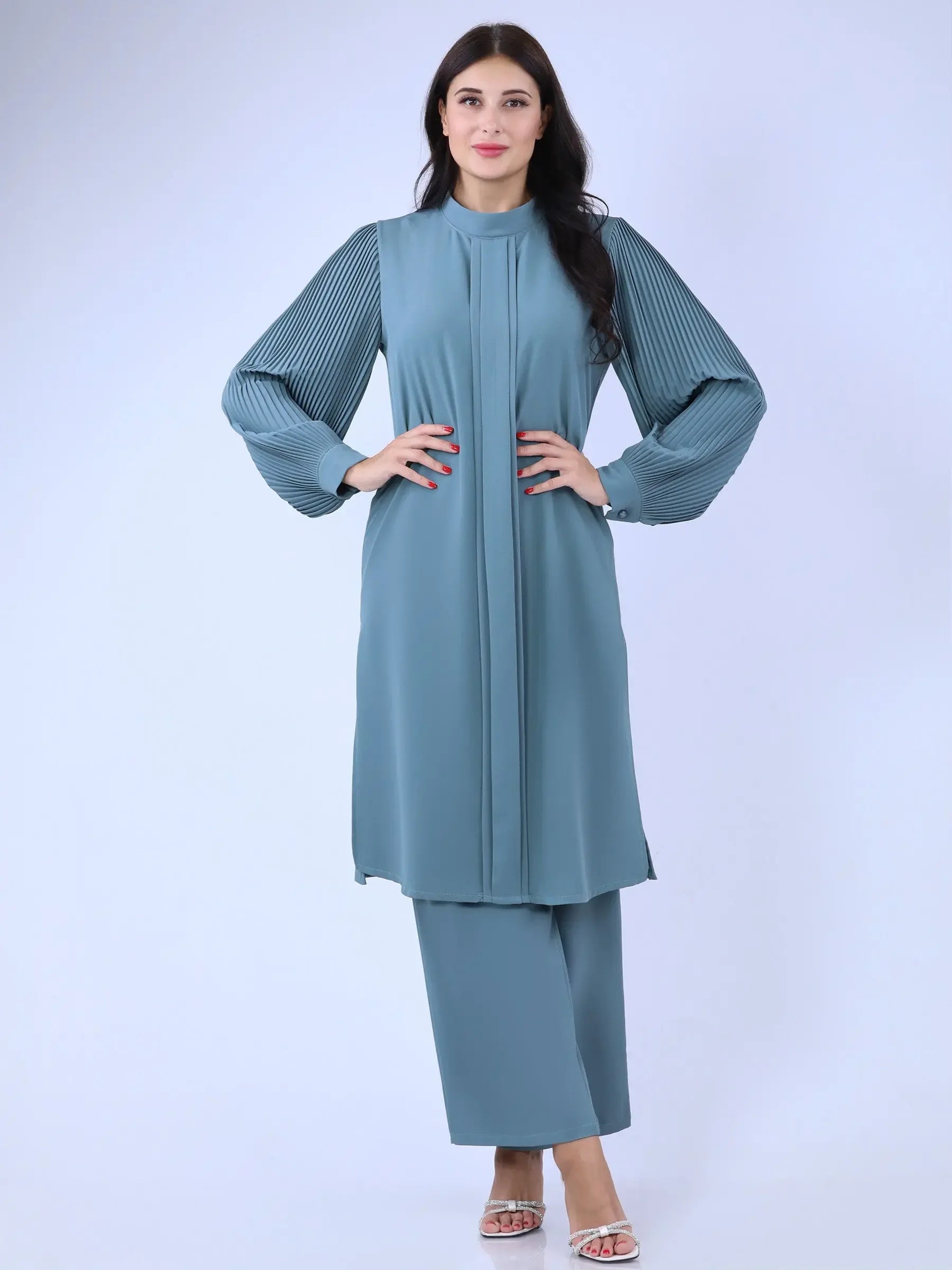 Unique Drop Shirt & Wide Leg Pant Set: Stylish Comfort and Sophistication Palestinian Elegance