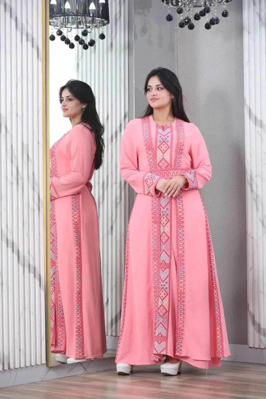 Elegant 2Pc Cy Embroidery Abaya: A Statement of Elegance and Style Palestinian Elegance
