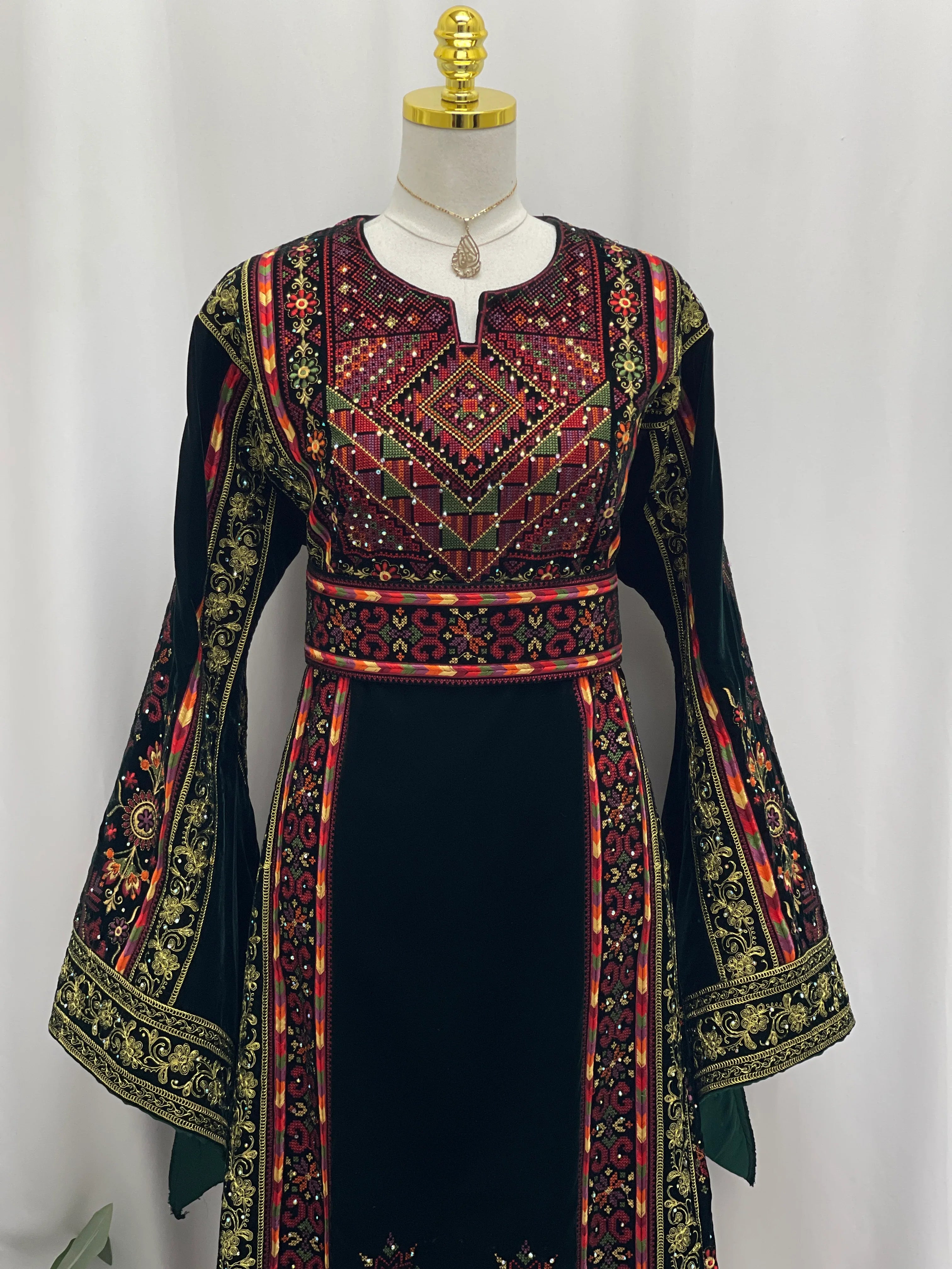 Al-Zaytoona EmbroideredVelvet Thobe - Palestinian Elegance