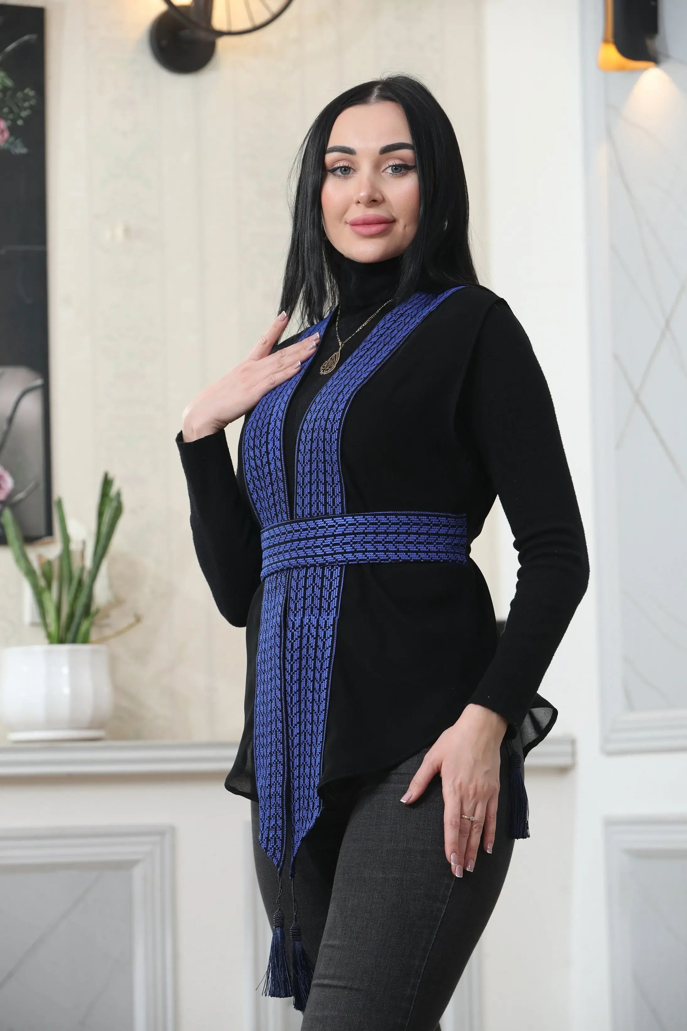 Chiffon Colorful Embroidered Vest - Vibrant & Stylish Layer Palestinian Elegance