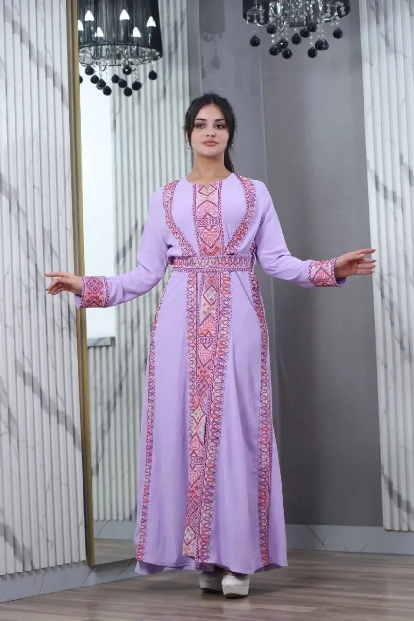 Elegant 2Pc Cy Embroidery Abaya: A Statement of Elegance and Style Palestinian Elegance