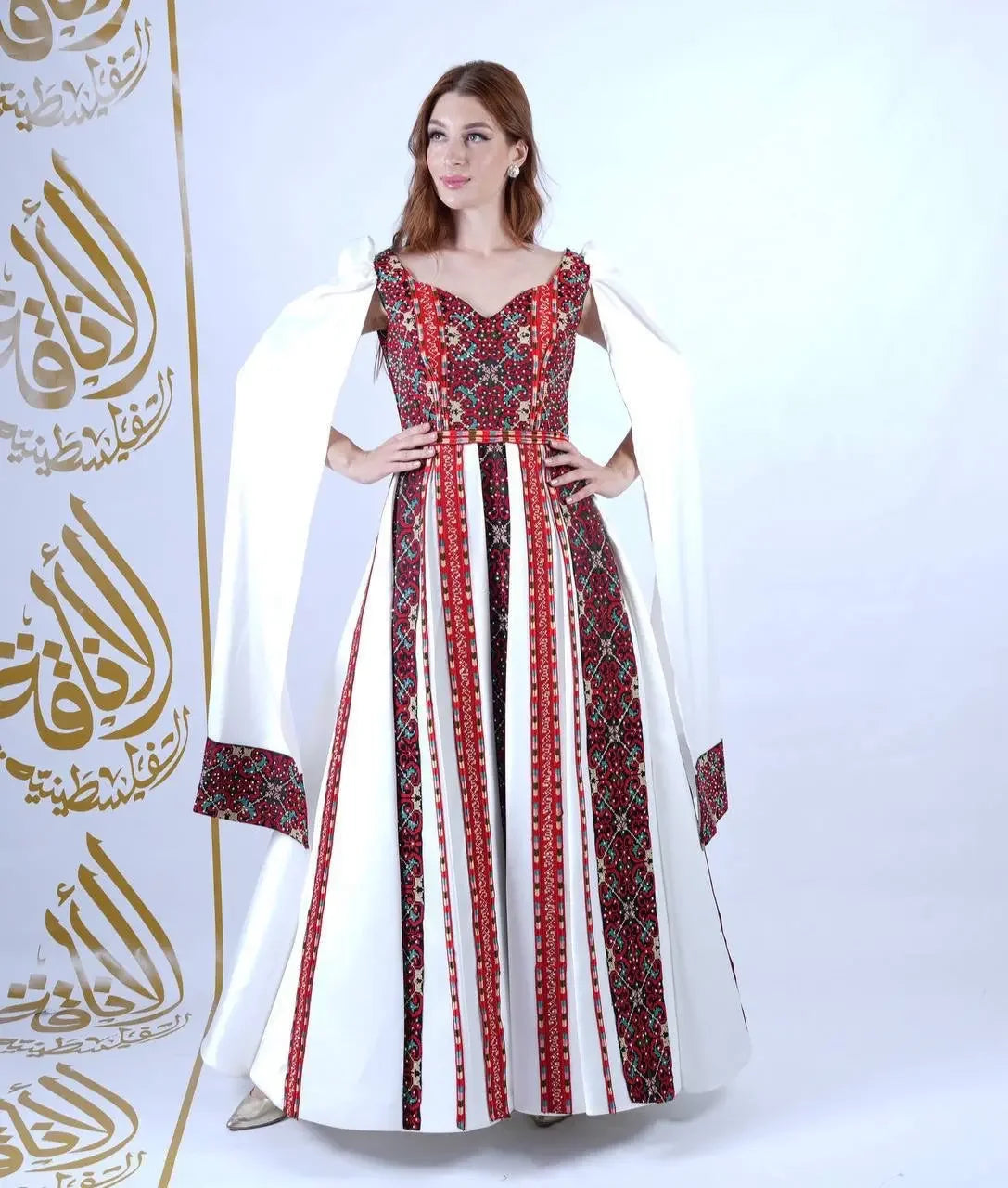 Intricate Tatreez Embroidery Ball Gown: Elegance and Cultural Heritage Palestinian Elegance