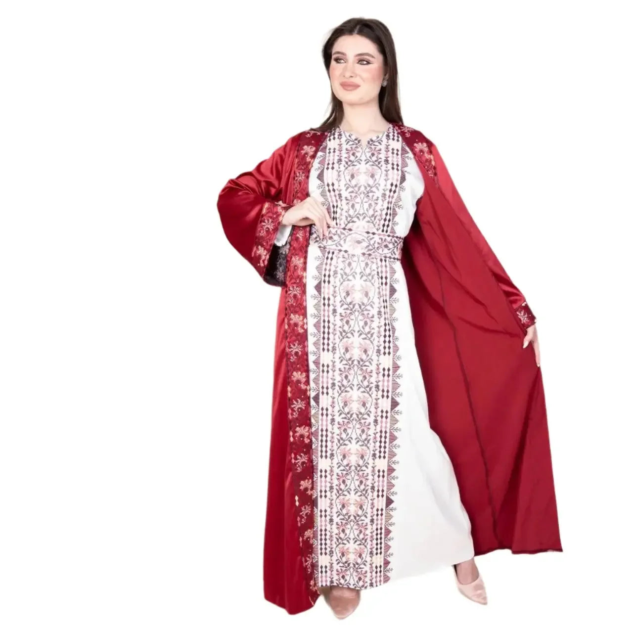 Embroidery Satin Kaftan: Luxurious Style and Unique Elegance Palestinian Elegance
