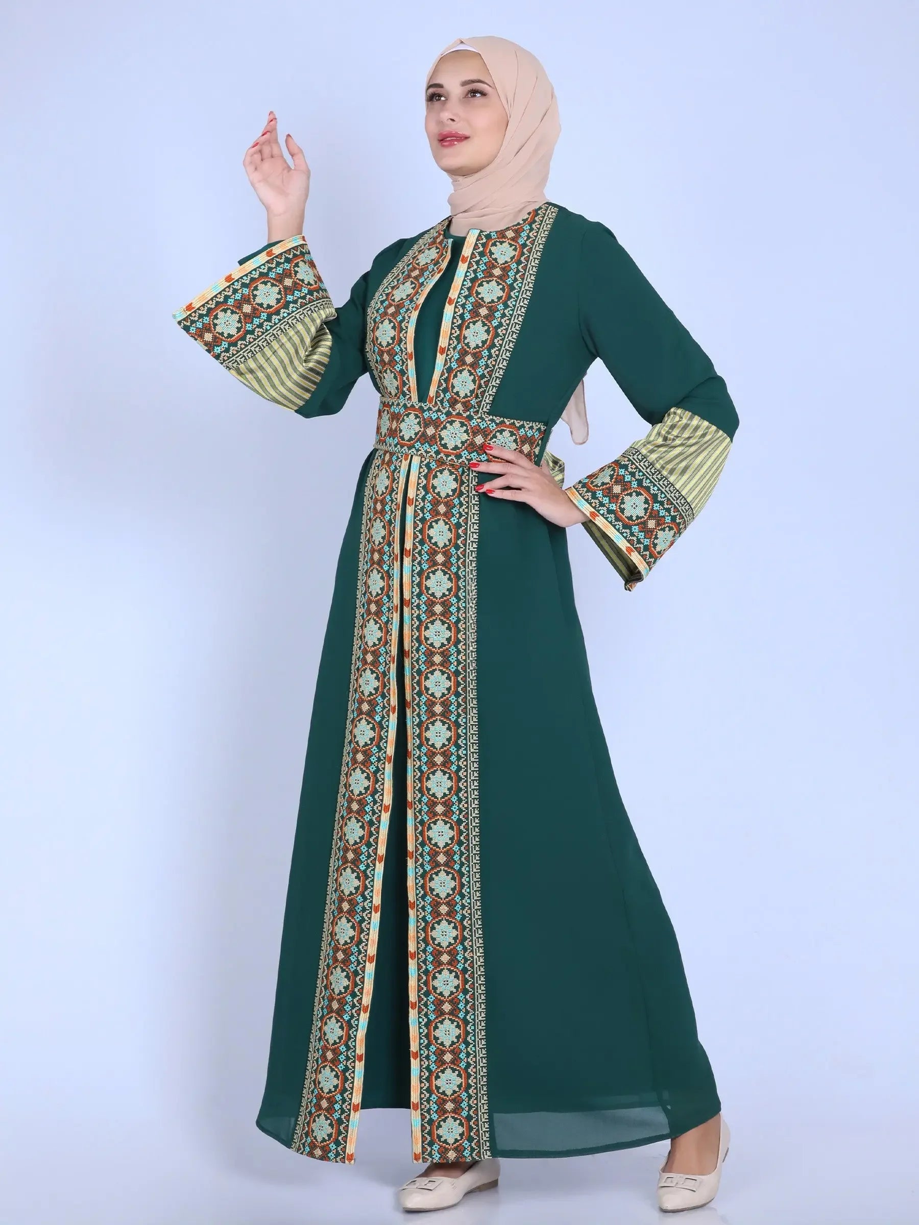 Huda Embroidery Kaftan: Traditional Elegance and Sophisticated Style Palestinian Elegance