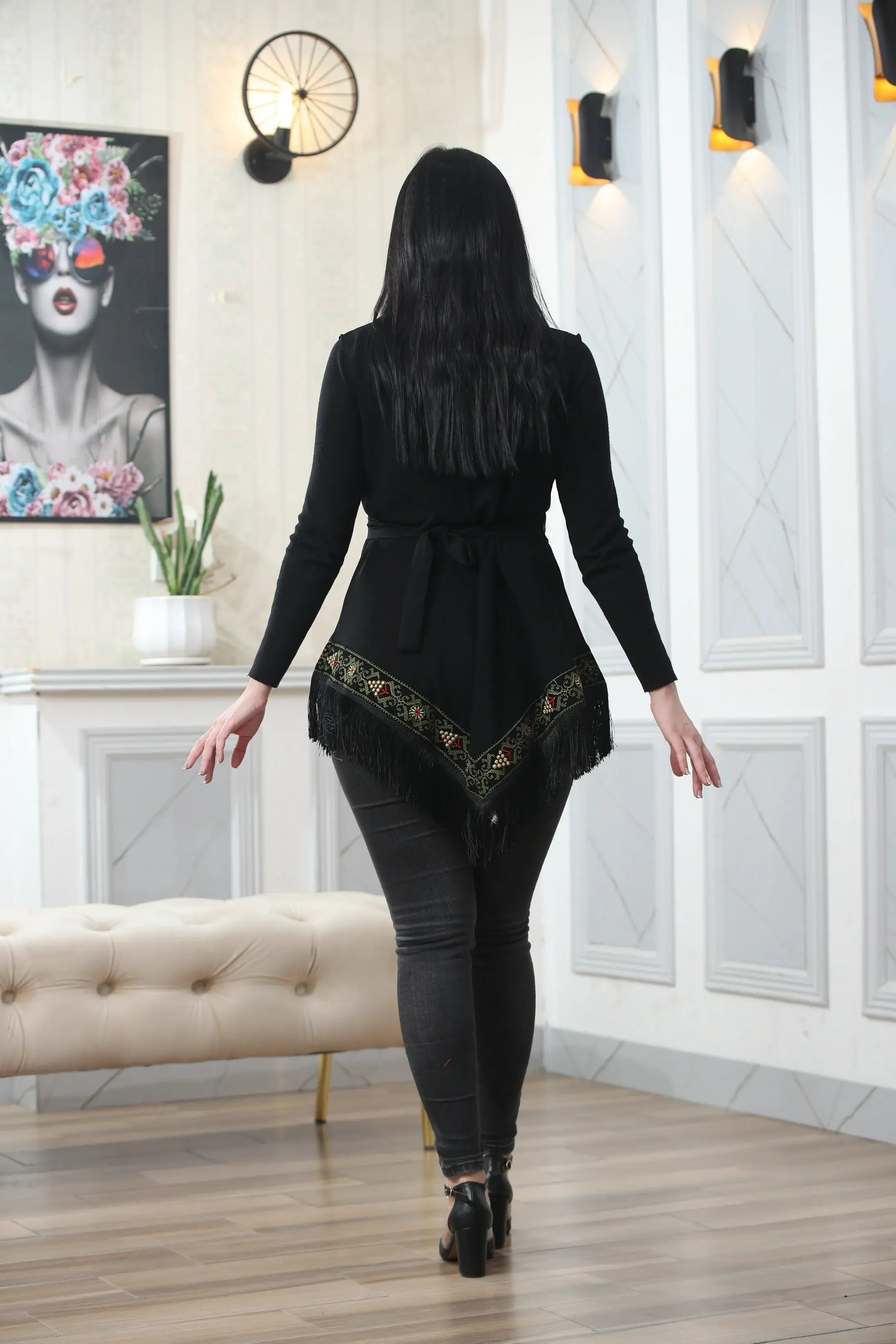 Embroidered Chiffon Vest Palestinian Elegance