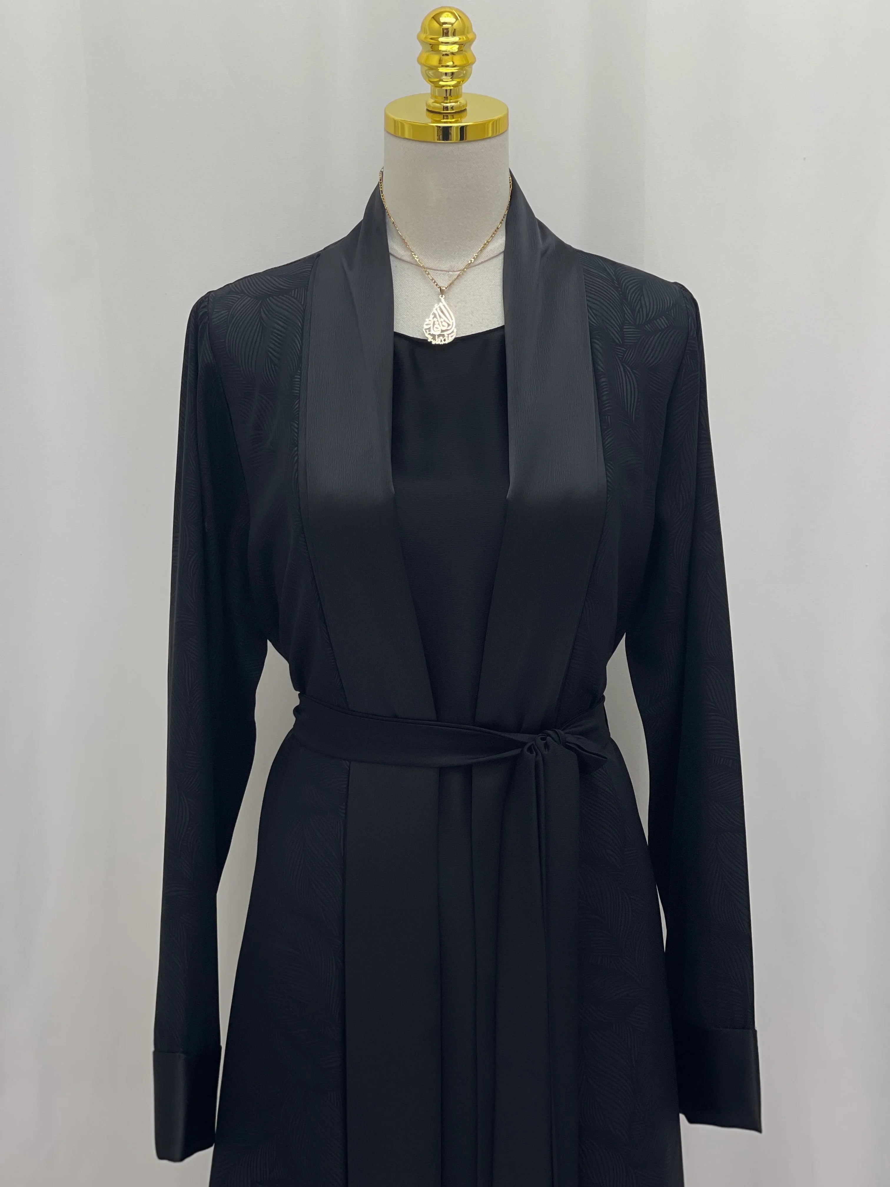 Floral Wave Satin Set Abaya