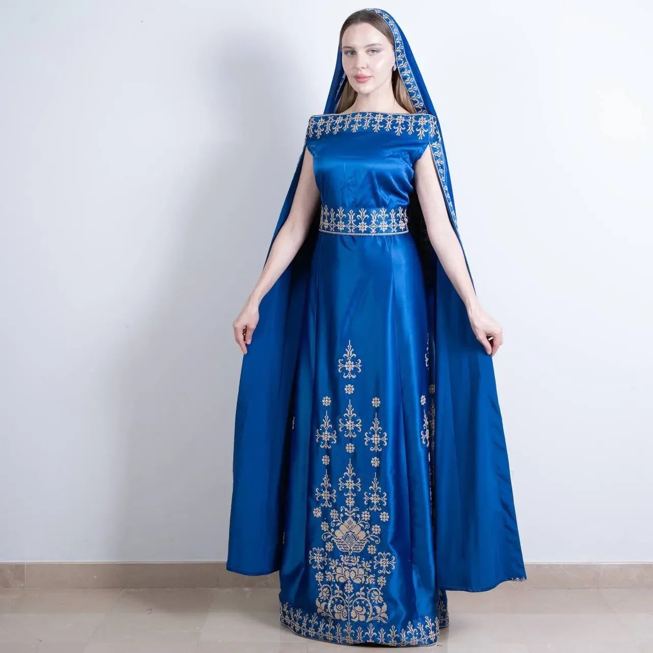 Modern Luxury: The Nada Embroidered Modern Thoub Palestinian Elegance