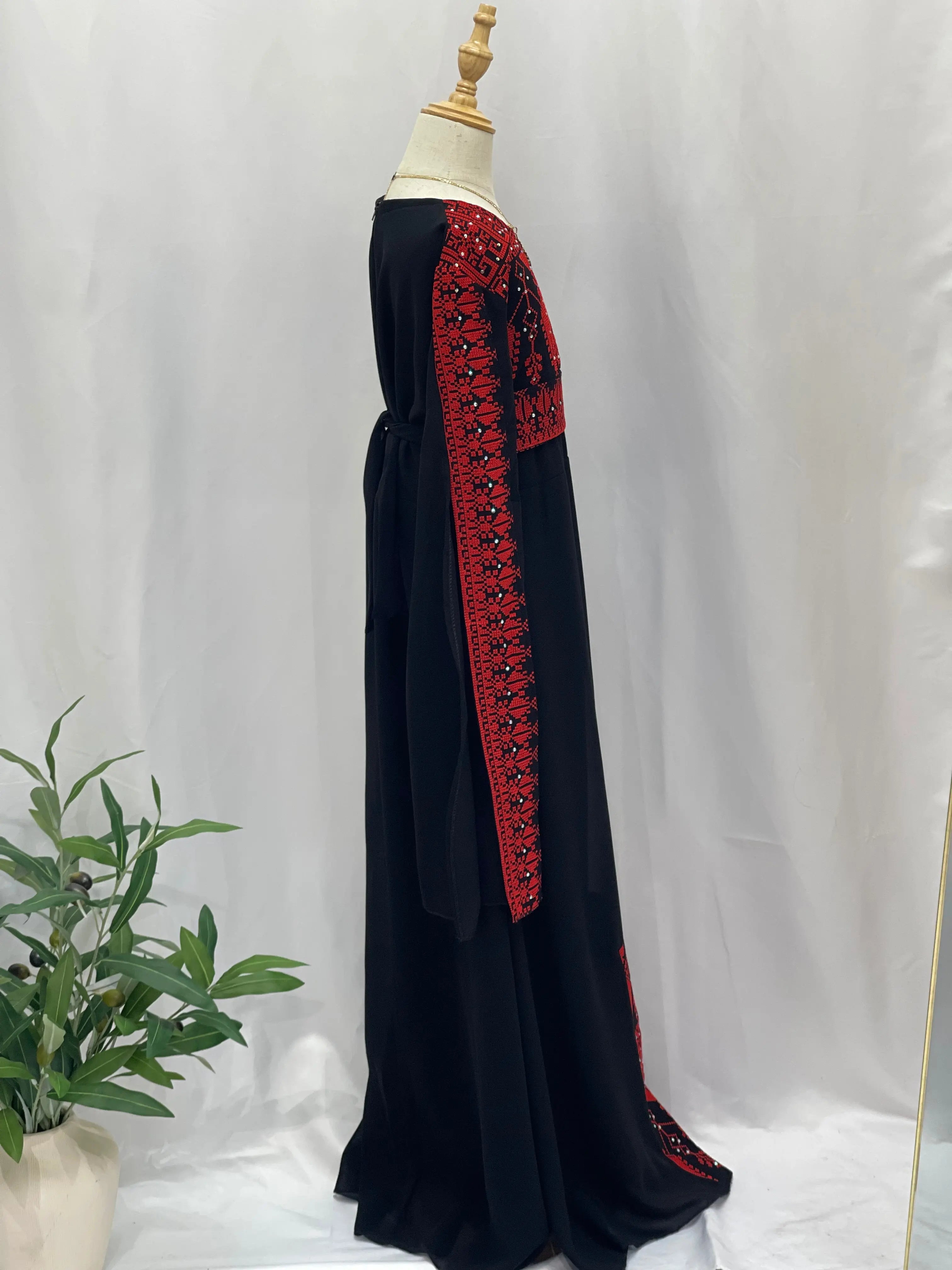 Embroidered Princess Jasmin Dress Palestinian Elegance