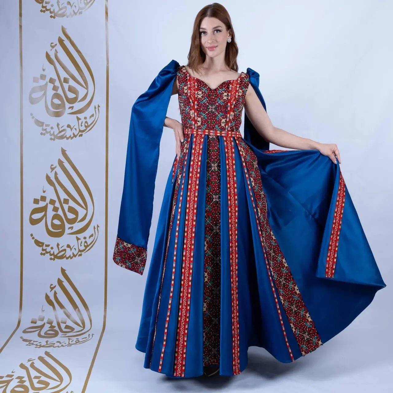 Intricate Tatreez Embroidery Ball Gown: Elegance and Cultural Heritage Palestinian Elegance